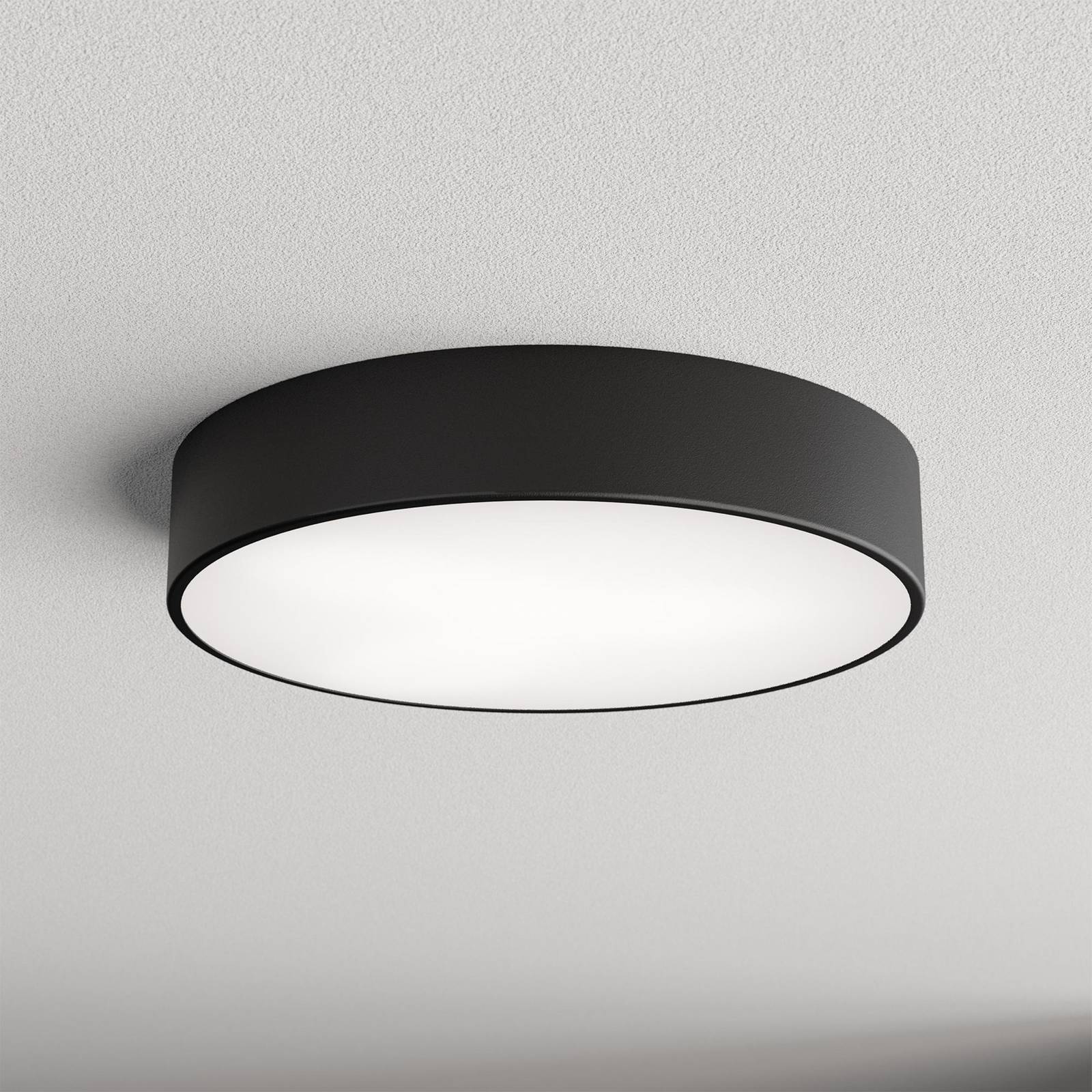 Lampa sufitowa Cleo 400, czarna, czujnik, IP54, Ø 40 cm, metal