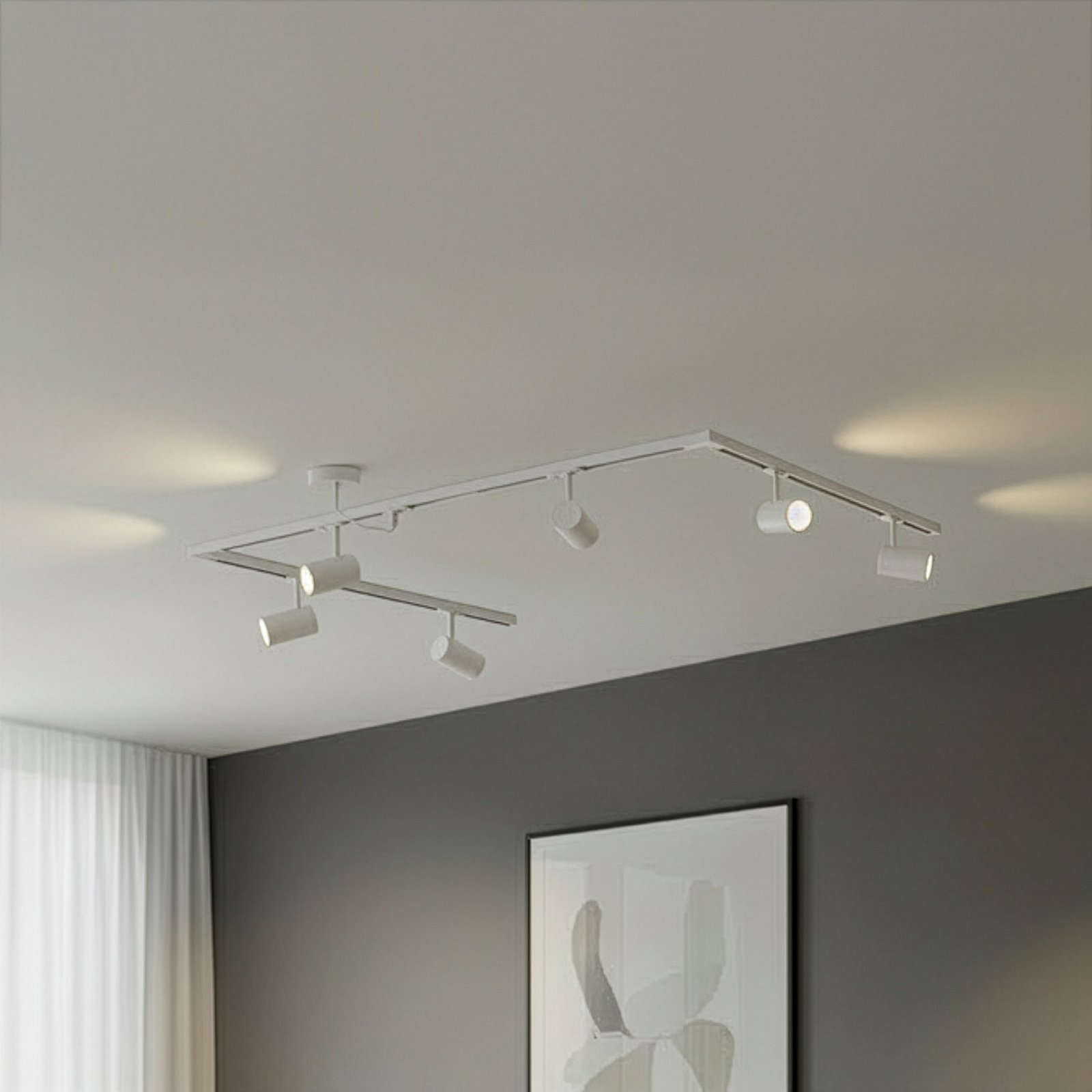 Sistem de șine Lindby Linaro, GU10, 6 becuri, alb, formă C