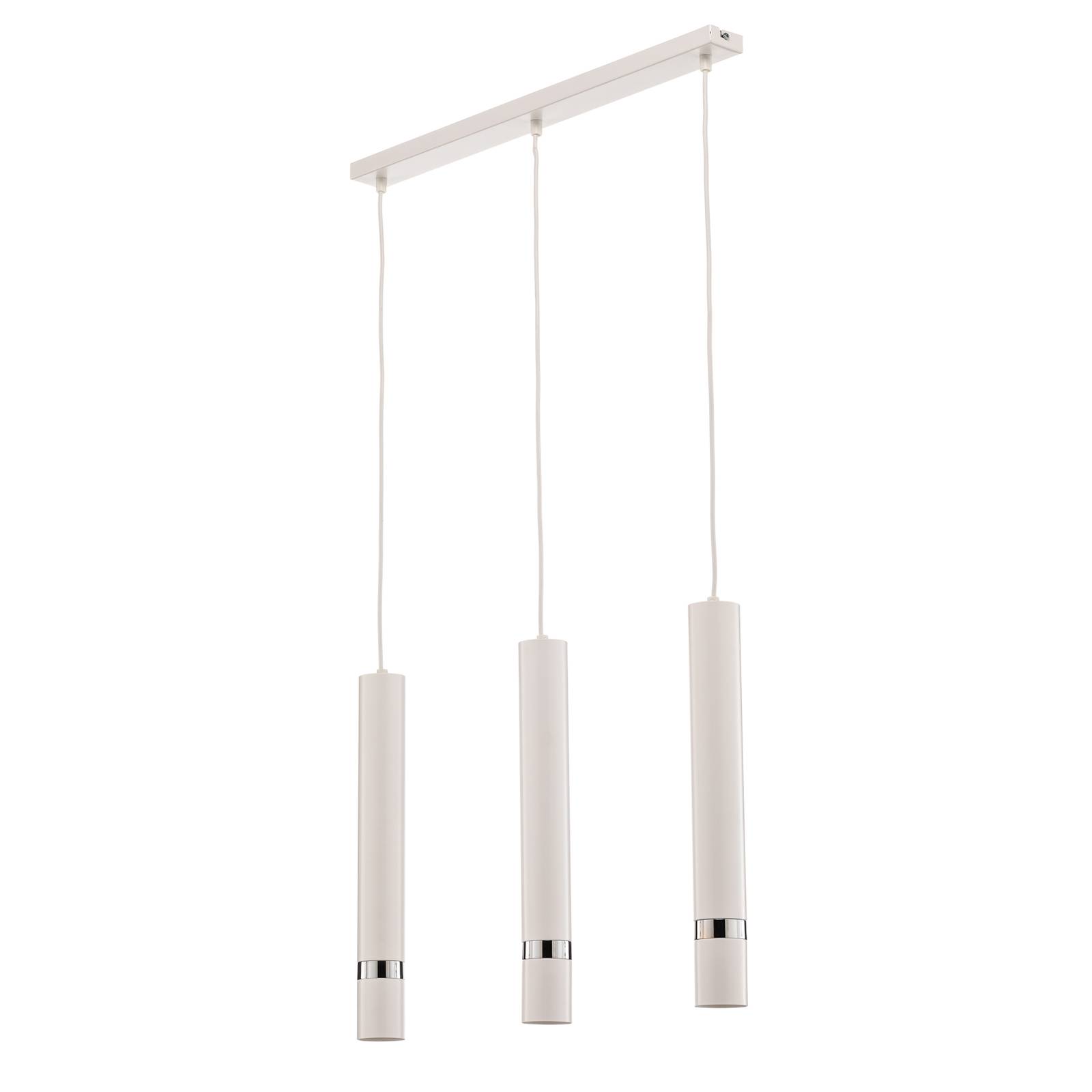 Euluna Rondo pendant light white/chrome three-bulb long - Living / Dining Room - Hanging Light - dimmable - Modern