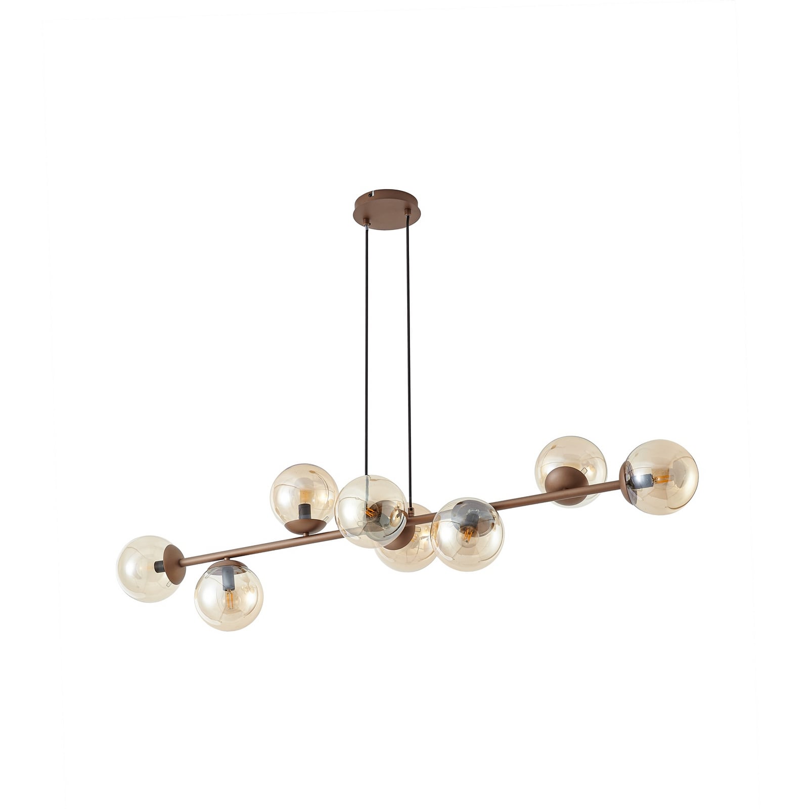 Lindby Isamer pendant light, coffee brown/amber, length 130 cm Lindby Isamer pendant light, coffee brown/amber, length 130 cm