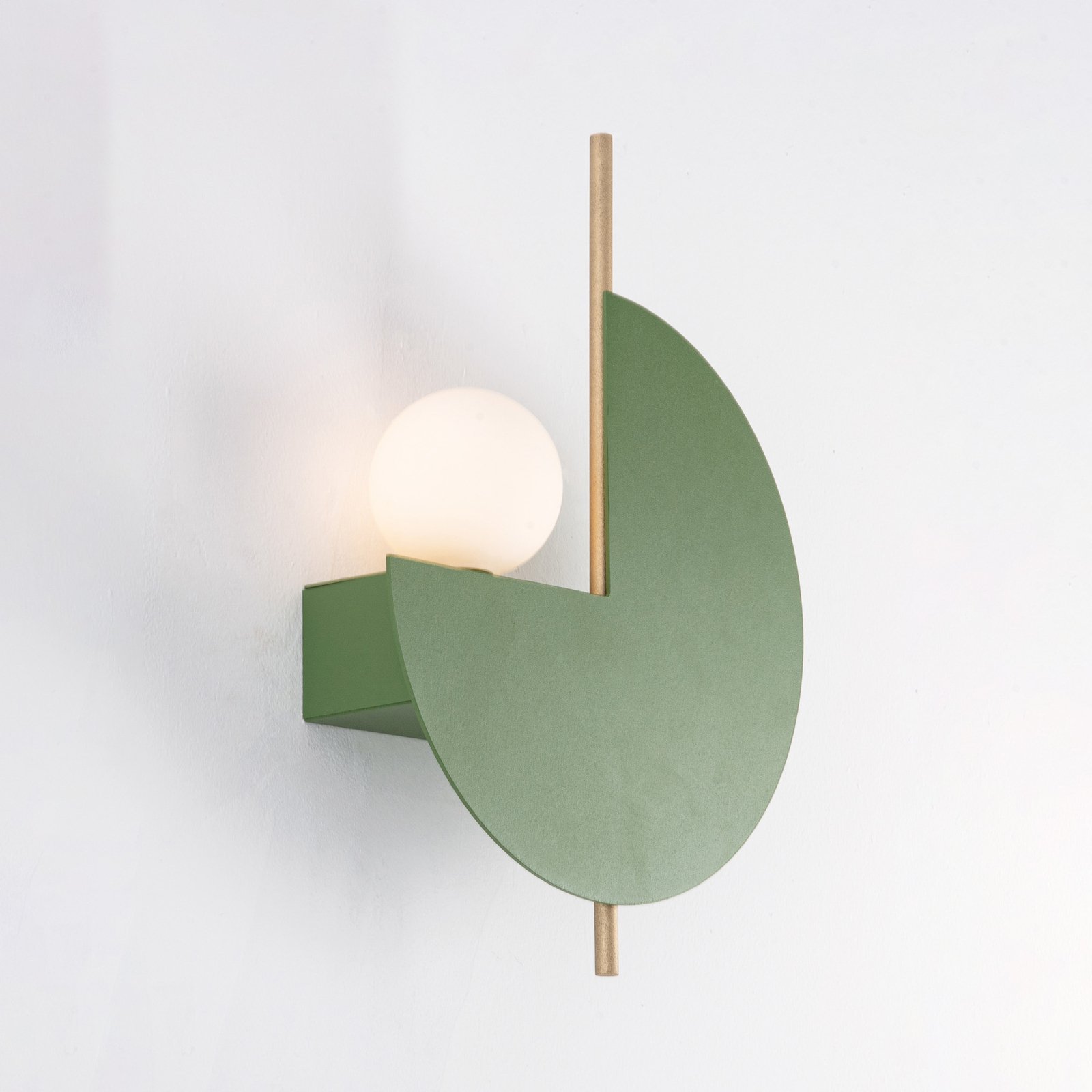 Wall light 22203, olive green, metal, opal glass, Ø 26 cm, G9