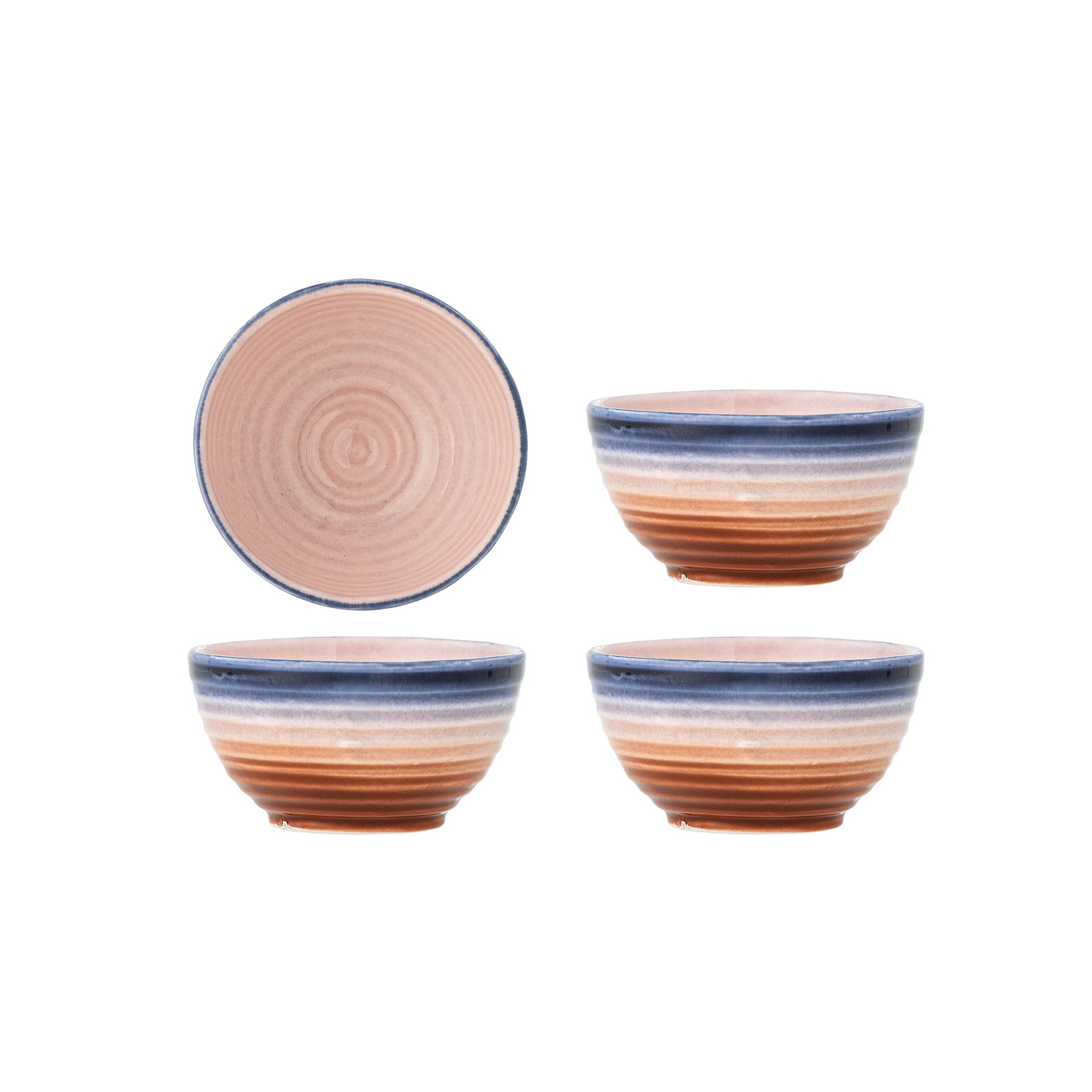Miska Tatum 5 cm, oranžová/modrá, sada 4 ks, keramika – Bloomingville