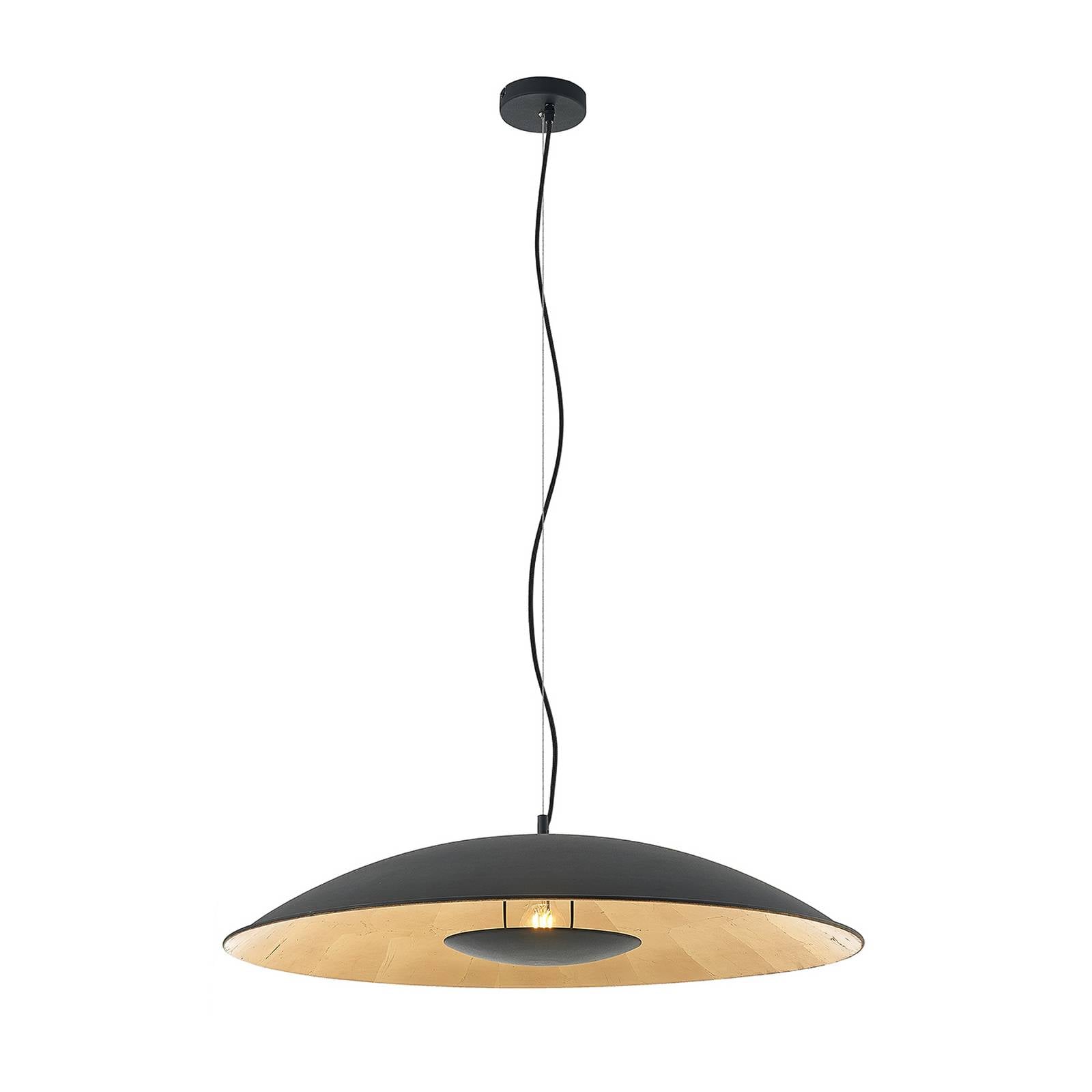 Lampa wisząca Lindby Narisara, Ø 80 cm, E27, czarno-złoty