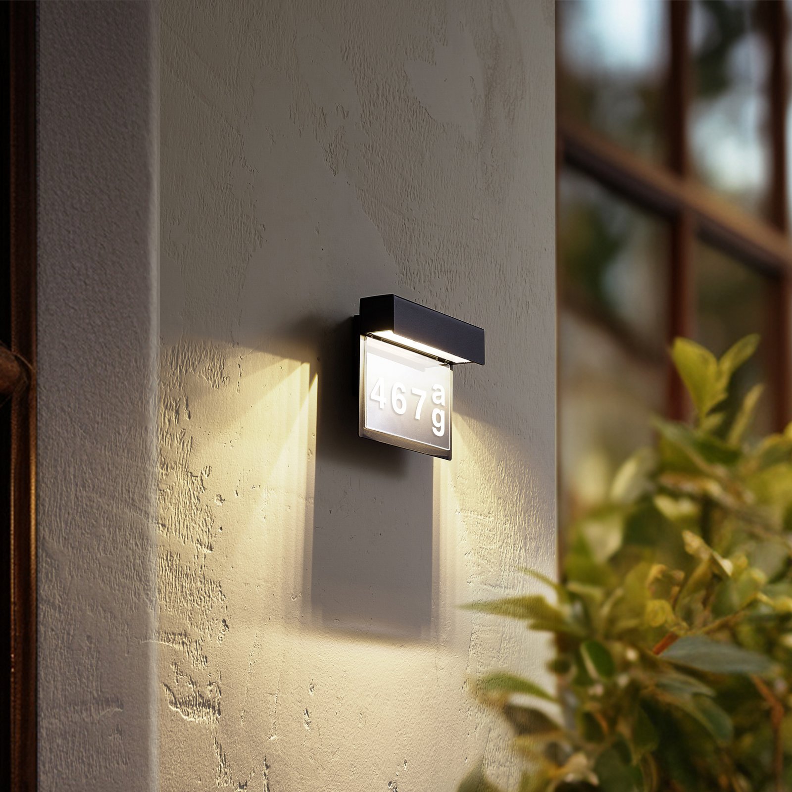 Lindby LED house number light Antal, anthracite, aluminium