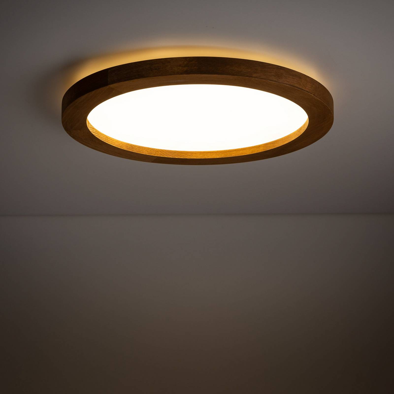 Panel LED Aqua, orzech, Ø 32,5 cm, 24 W
