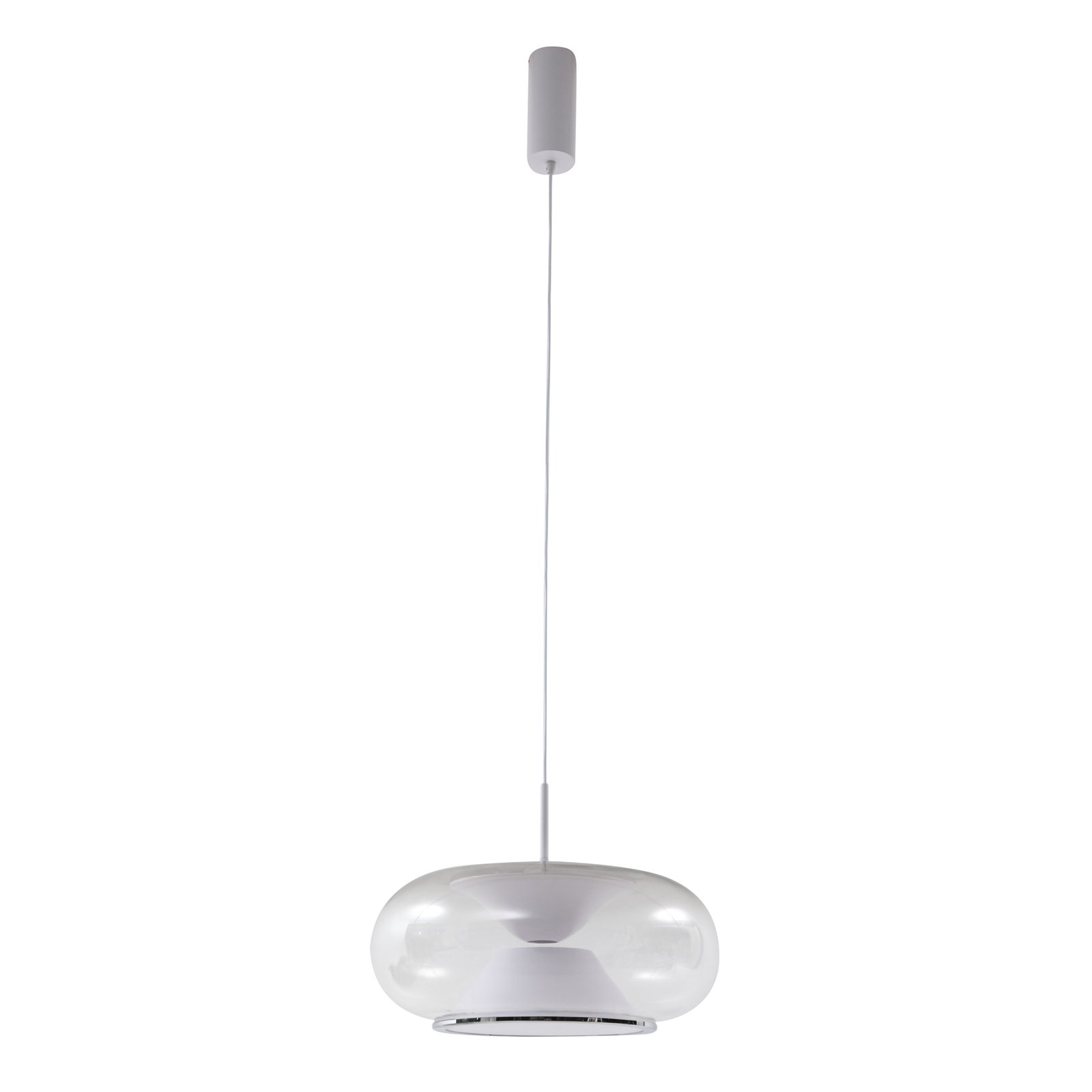Lucande Orasa LED-pendel, glas, vit/klar, Ø 43 cm