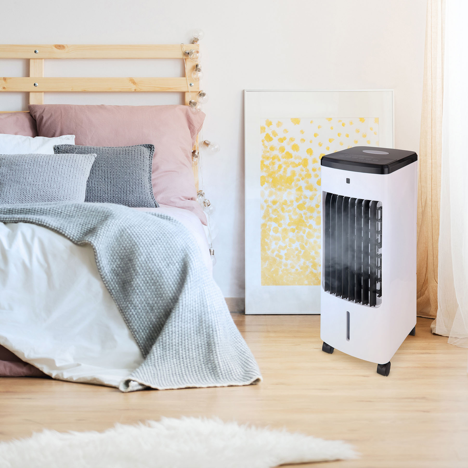 Globo 0456 tower fan with cooling, wheels and remote, for Living / Dining Room, plastic, L: 25 cm, W: 22.7 cm, H: 57 cm