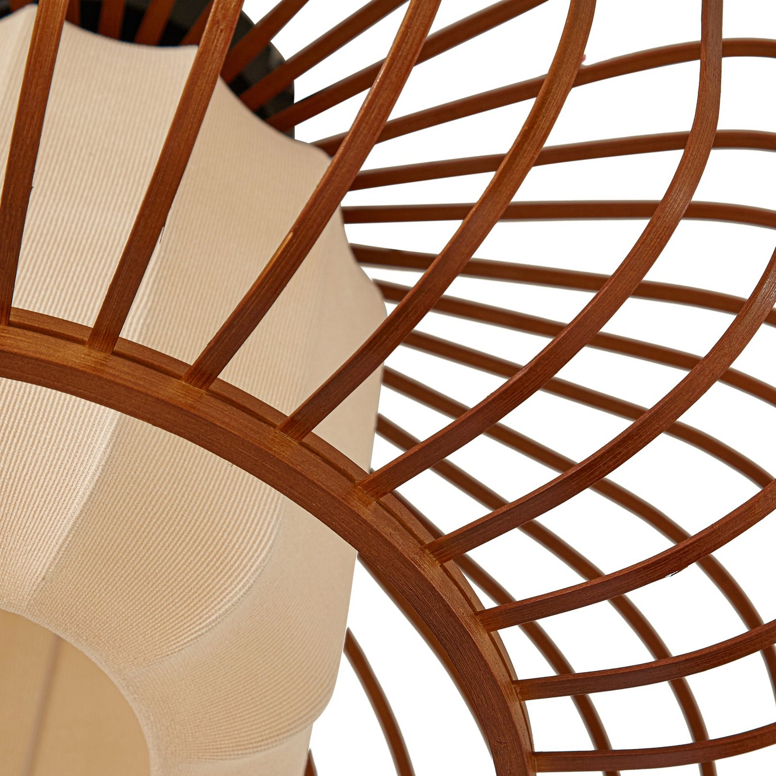 Stropní světlo Davella, Ø 50 cm, bambus, textil – Lindby