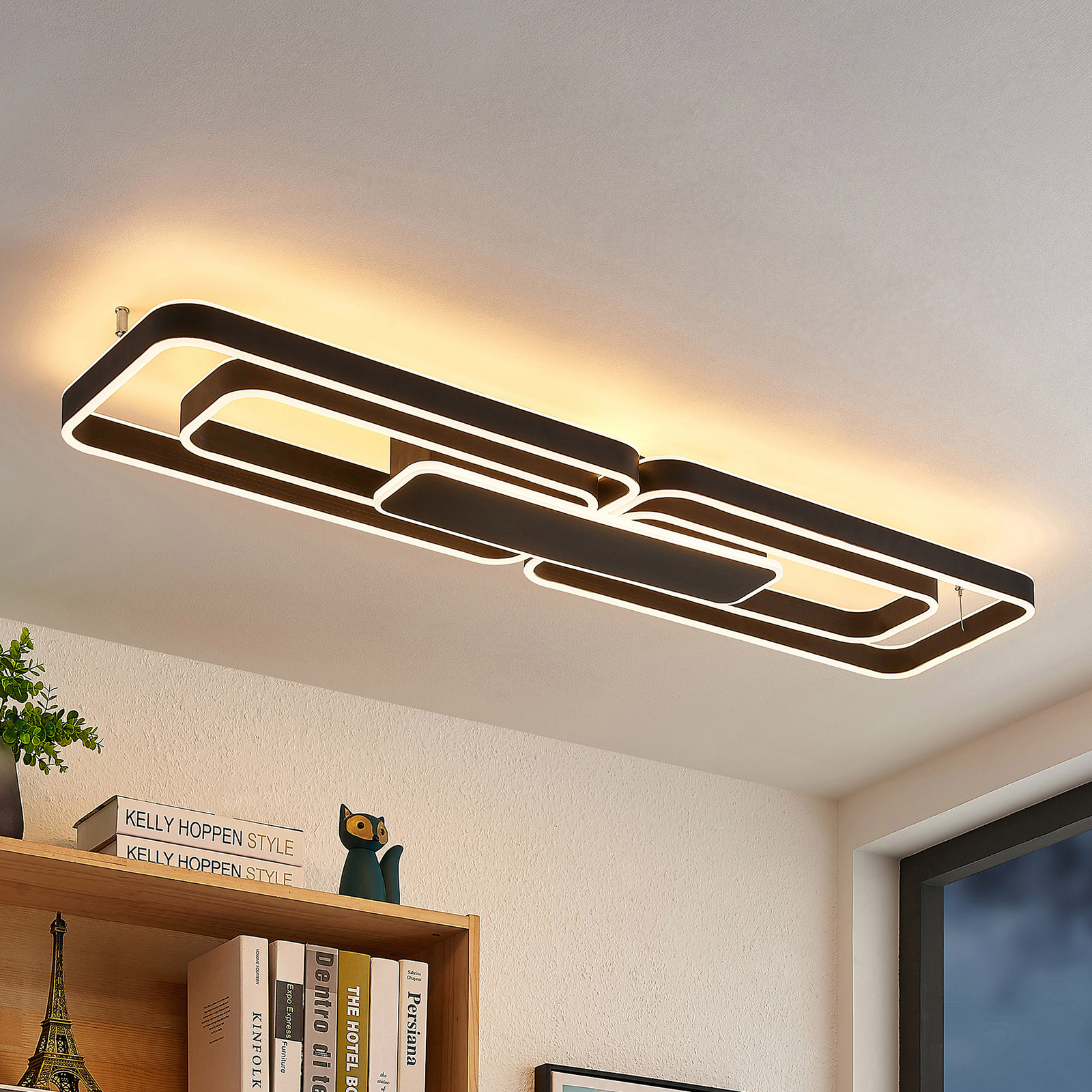 Lucande Kadira -LED-kattovalaisin 120 cm, musta