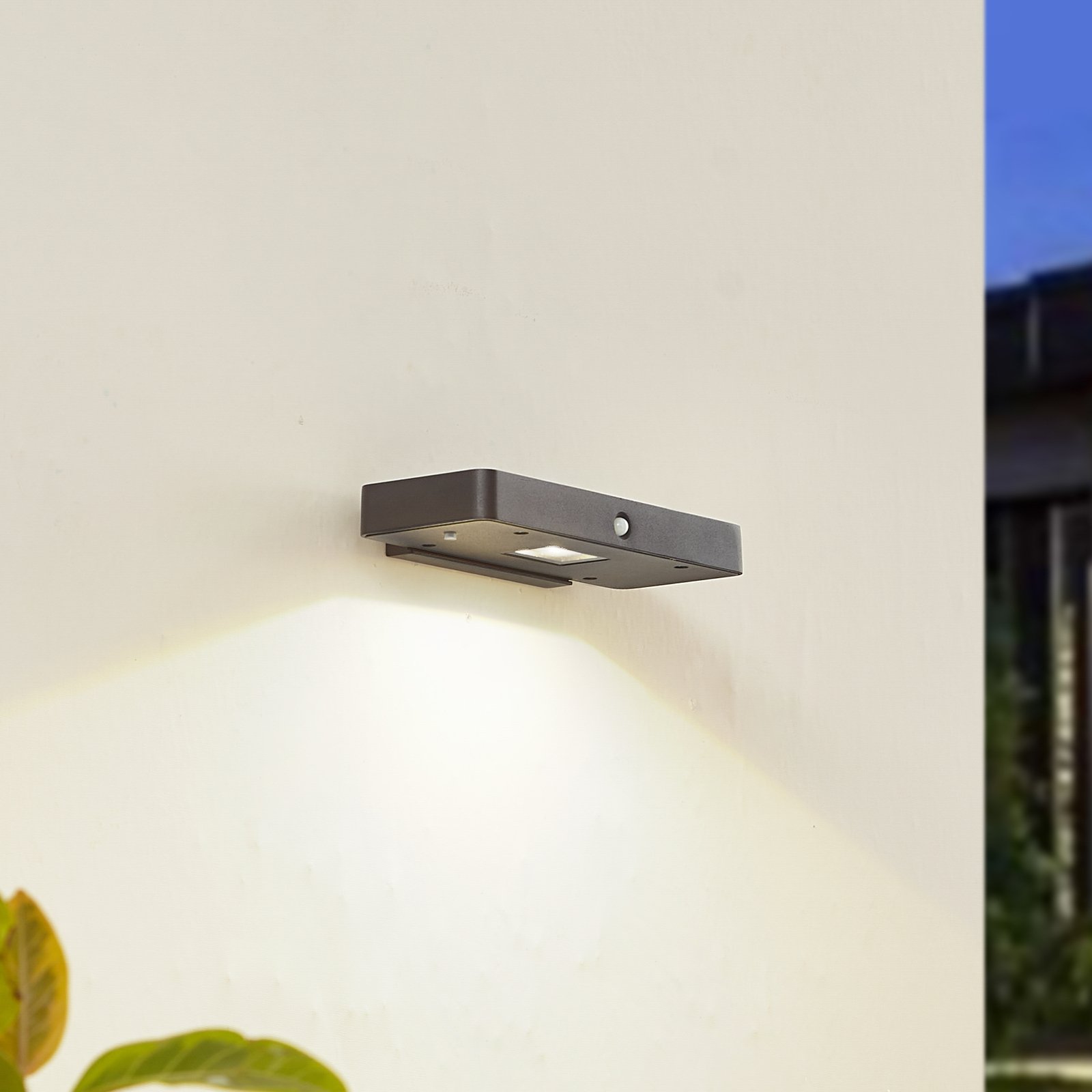 Tavon Square LED Ogniwo słoneczne Lampa Ścienna Dim. w/Sensor Czarny - Lucande