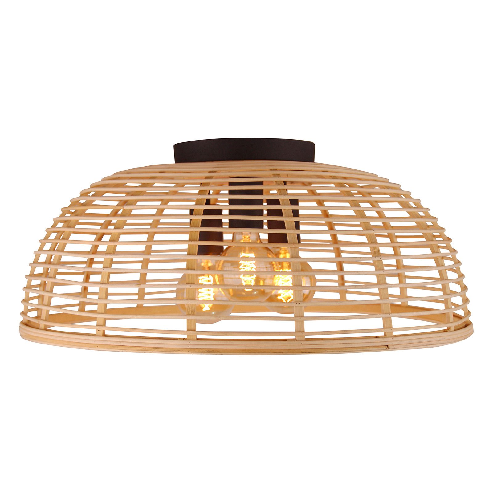 Crosstown ceiling light, open bamboo lampshade