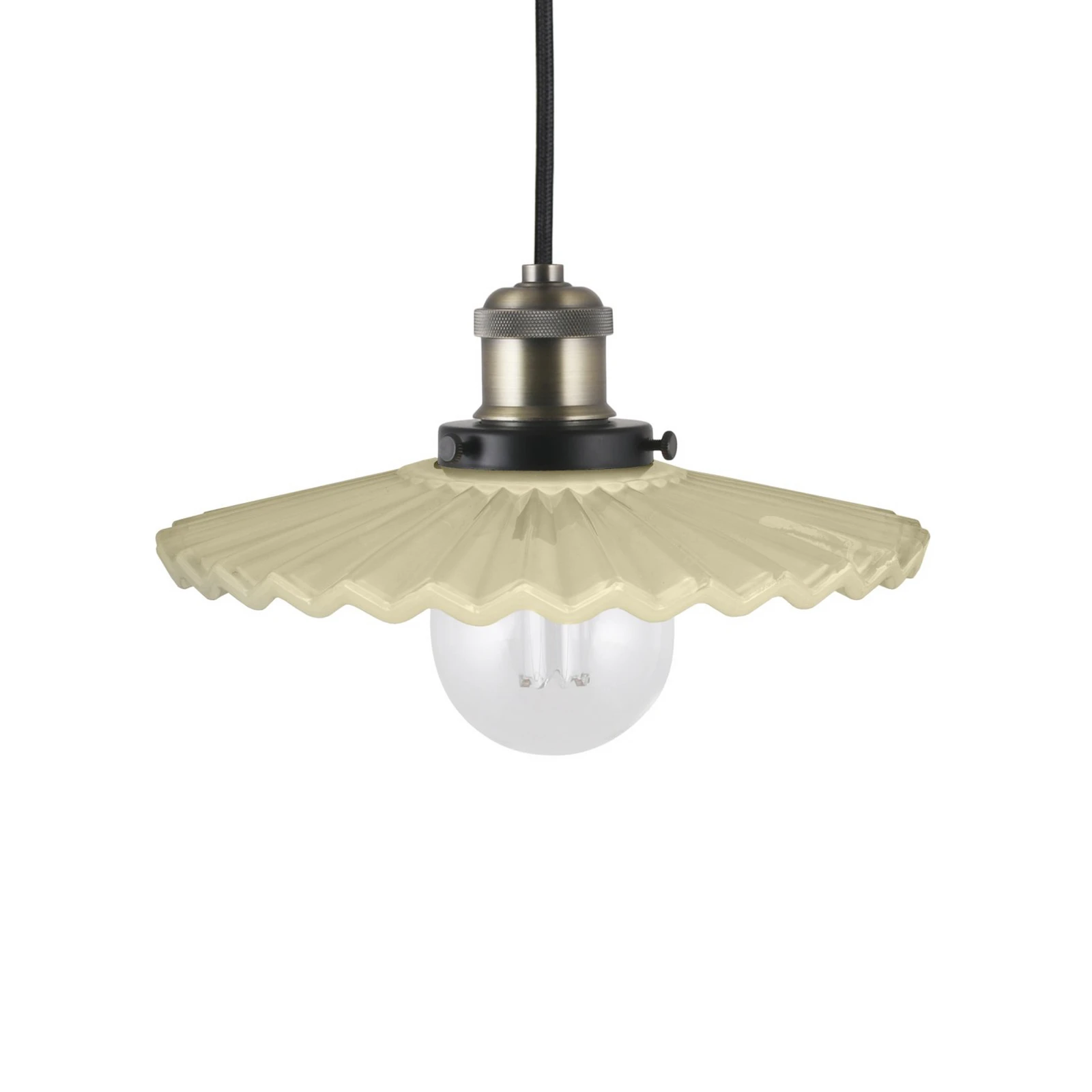 Globen Lighting Lampada a sospensione COBBLER, crema/ottone anticato Ø 25 cm