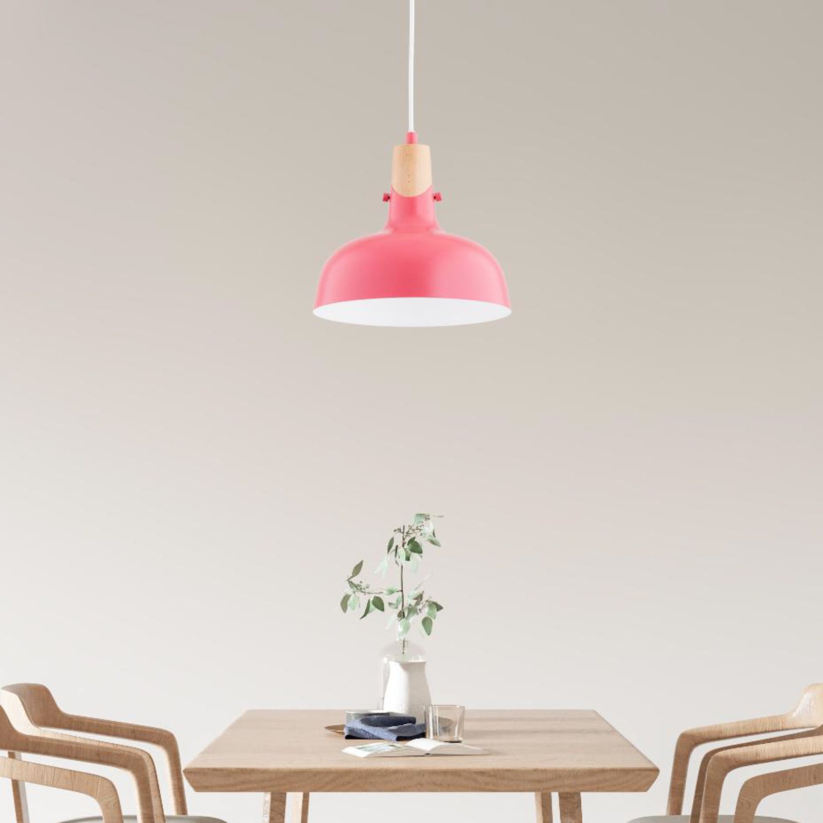 Lámpara colgante Solo Gem, rosa, Ø 23 cm, metal