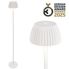 LED-gulvlampe Brilo unplugged Riffle, hvid, touchdæmper