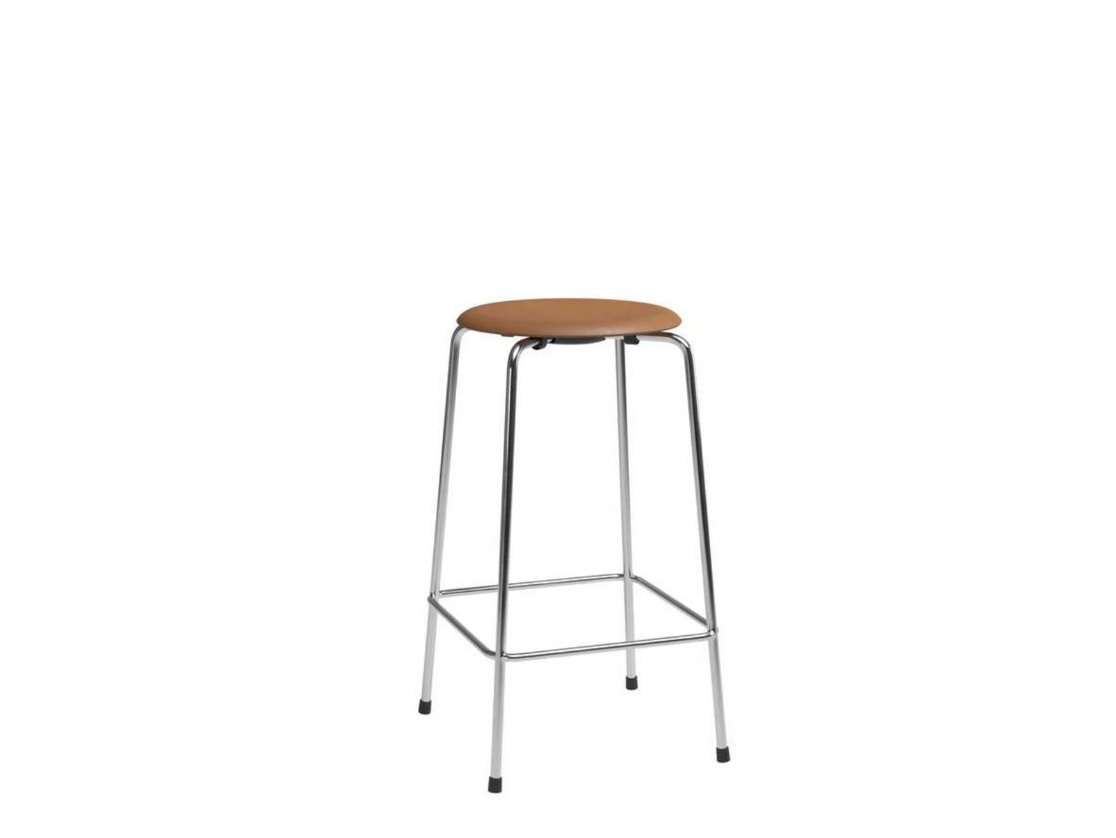 High Dot Bar Stool 65 cm, chrome/walnut, leather - FRITZ HANSEN