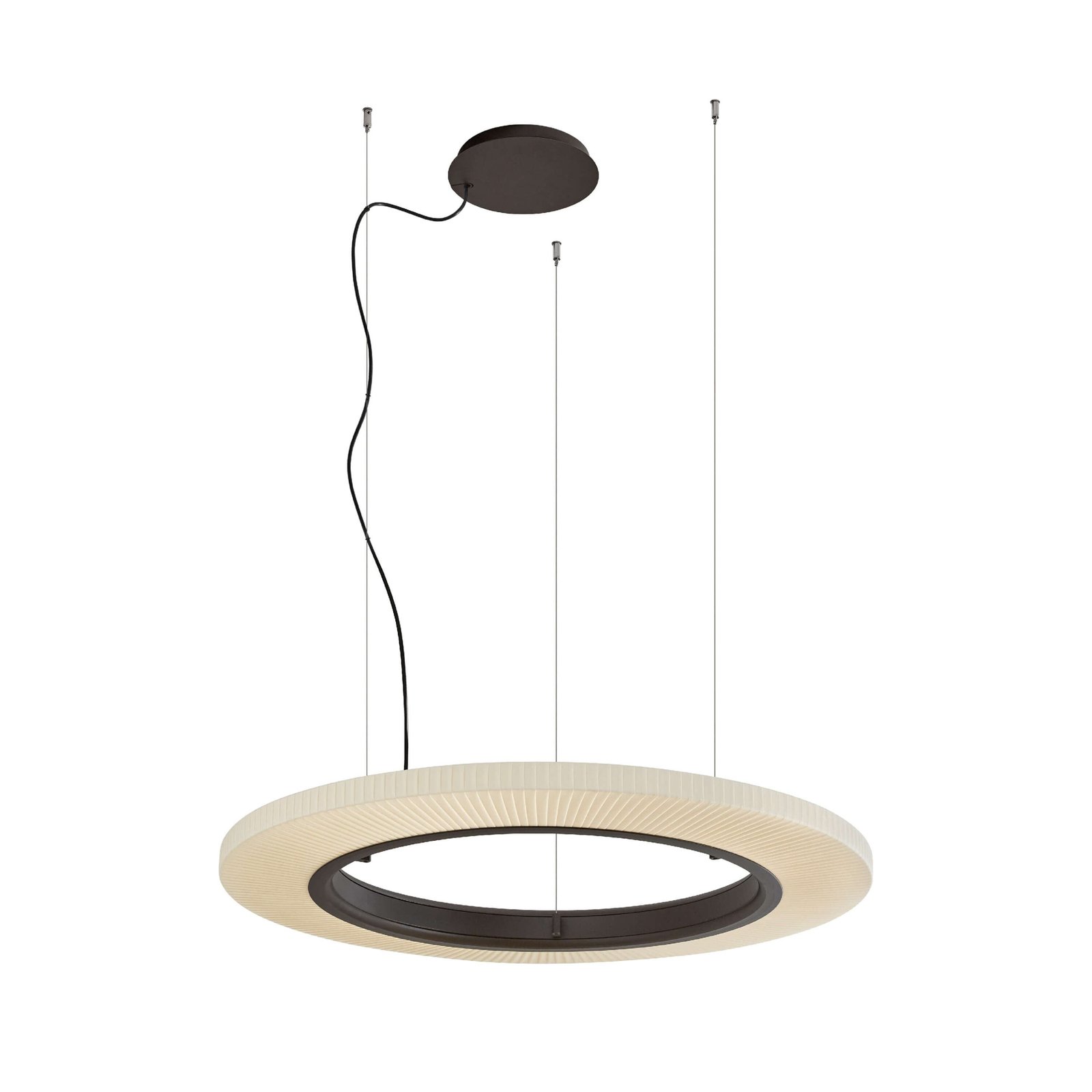 Candeeiro suspenso LED da Bover, Roda S/90, castanho/creme, 1-10V