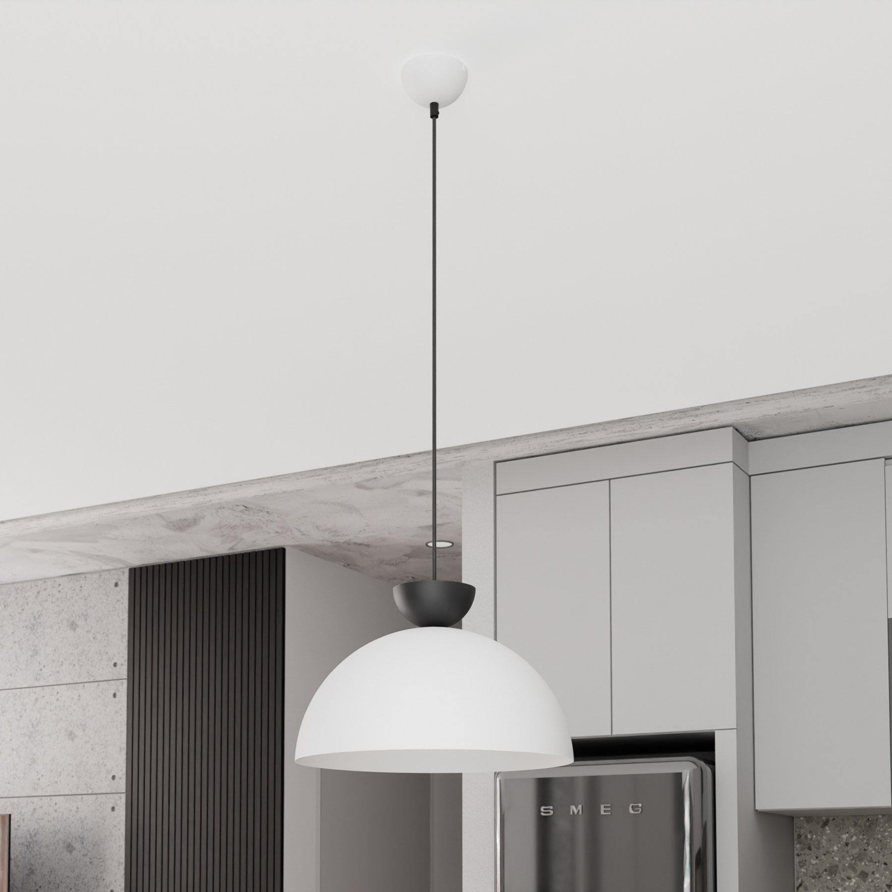 Lampă suspendată Lunaro, albă, Ø 40 cm, metal