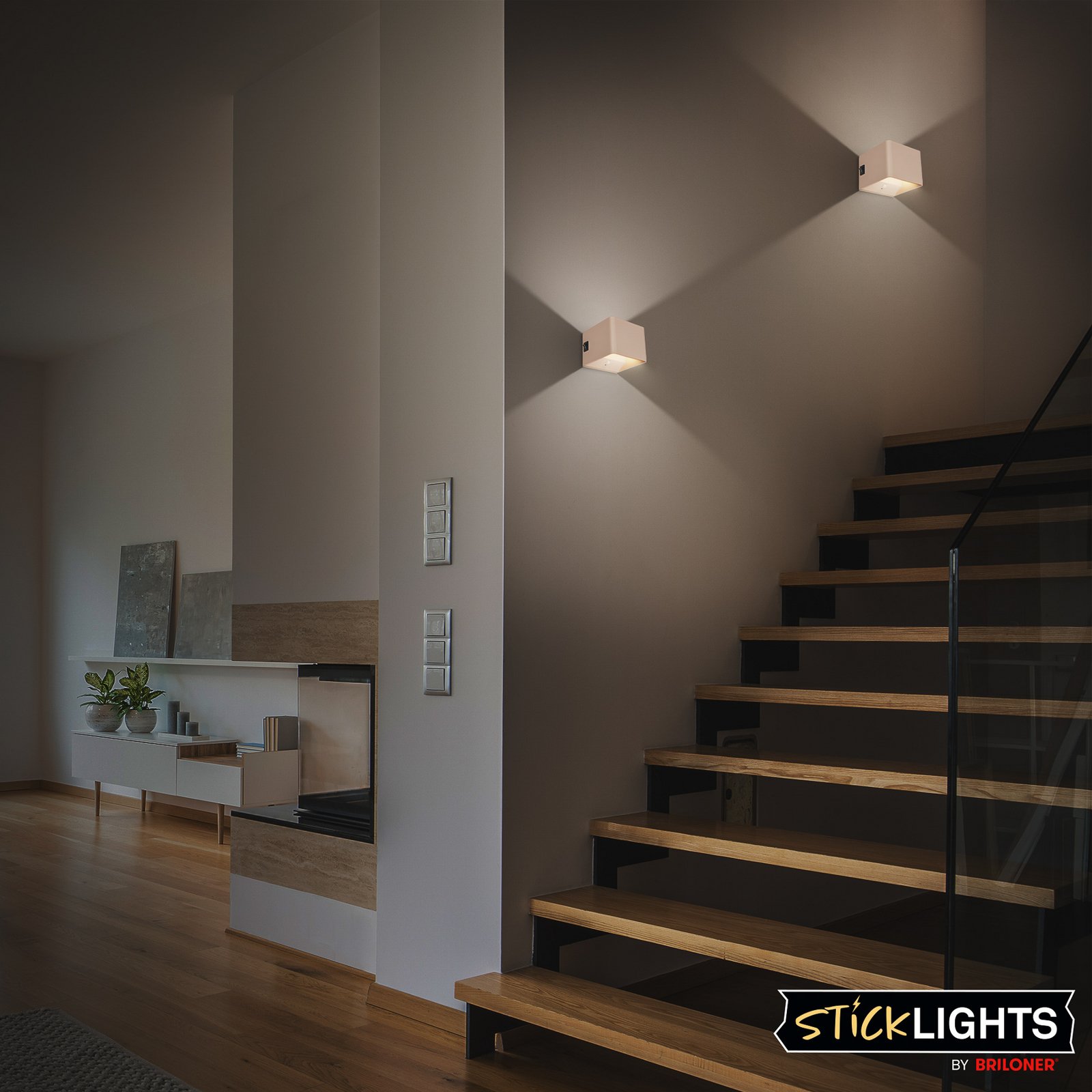 LED-akutoitega seinavalgusti Barro, beež, laius 8 cm, metall, andur