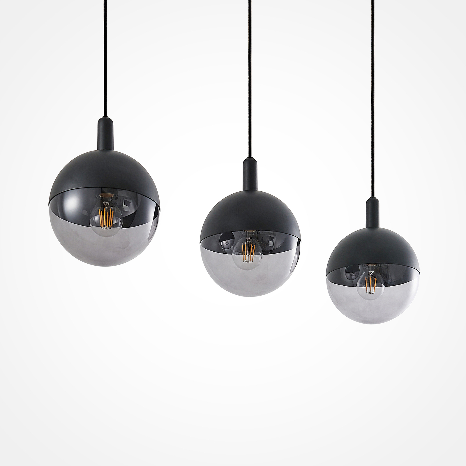 Lucande Dustian suspension à 3 lampes, 90 cm