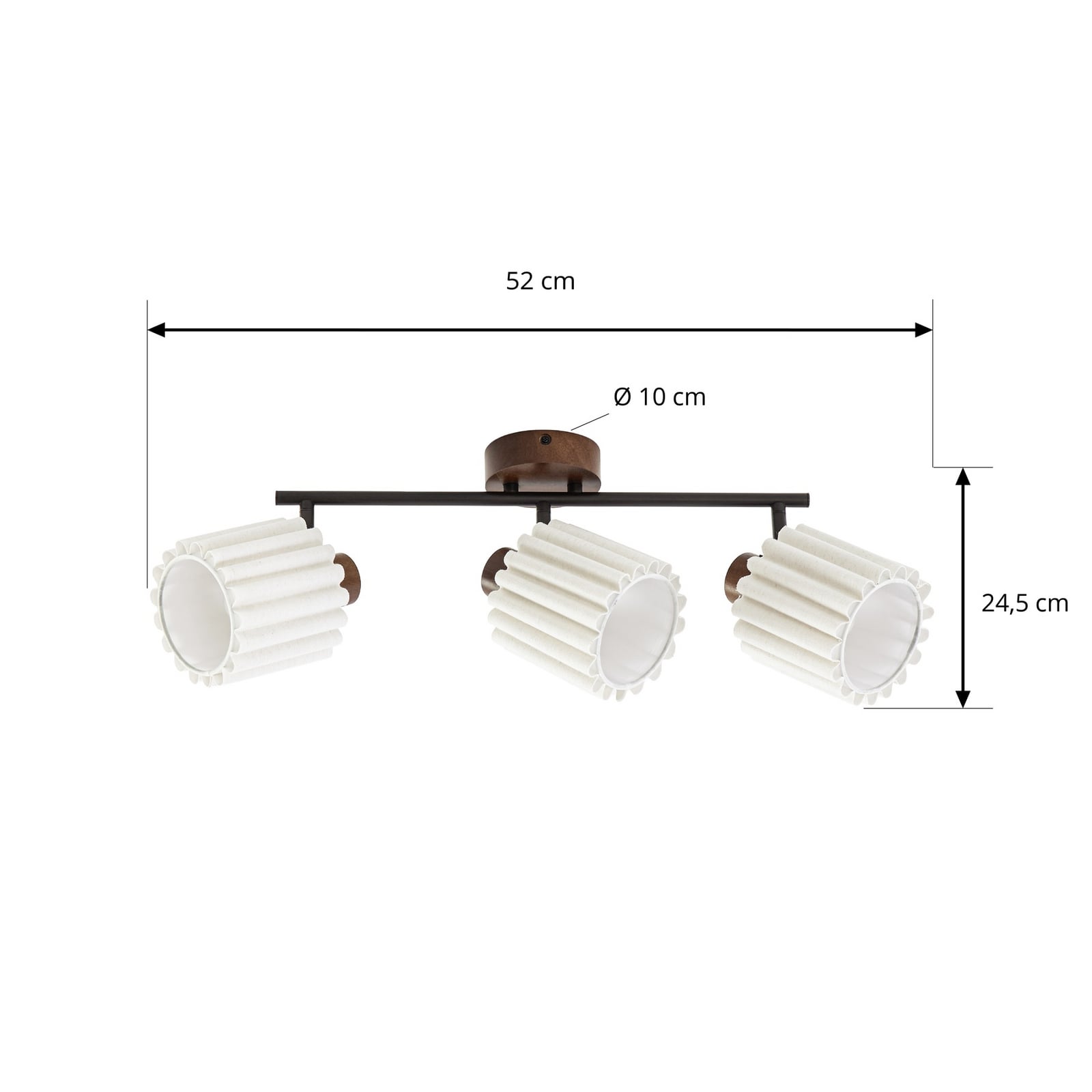 Faretto da soffitto Shiloh, noce/beige, a 3 luci, legno di noce - Lindby Faretto da soffitto Shiloh, noce/beige, a 3 luci, legno di noce - Lindby