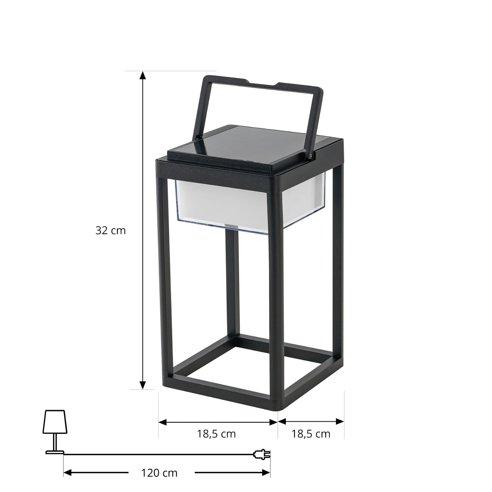 Tilena Square Célula solar Candeeiro de mesa Preto - Lucande