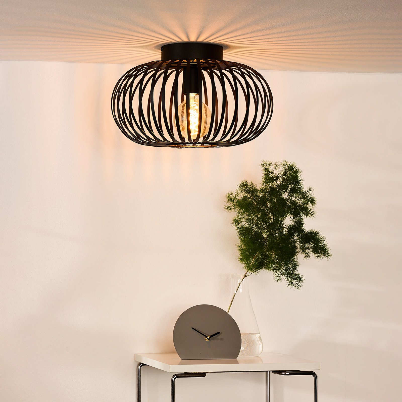 Lampa sufitowa w kształcie klatki Manuela, Ø 40 cm, czarna