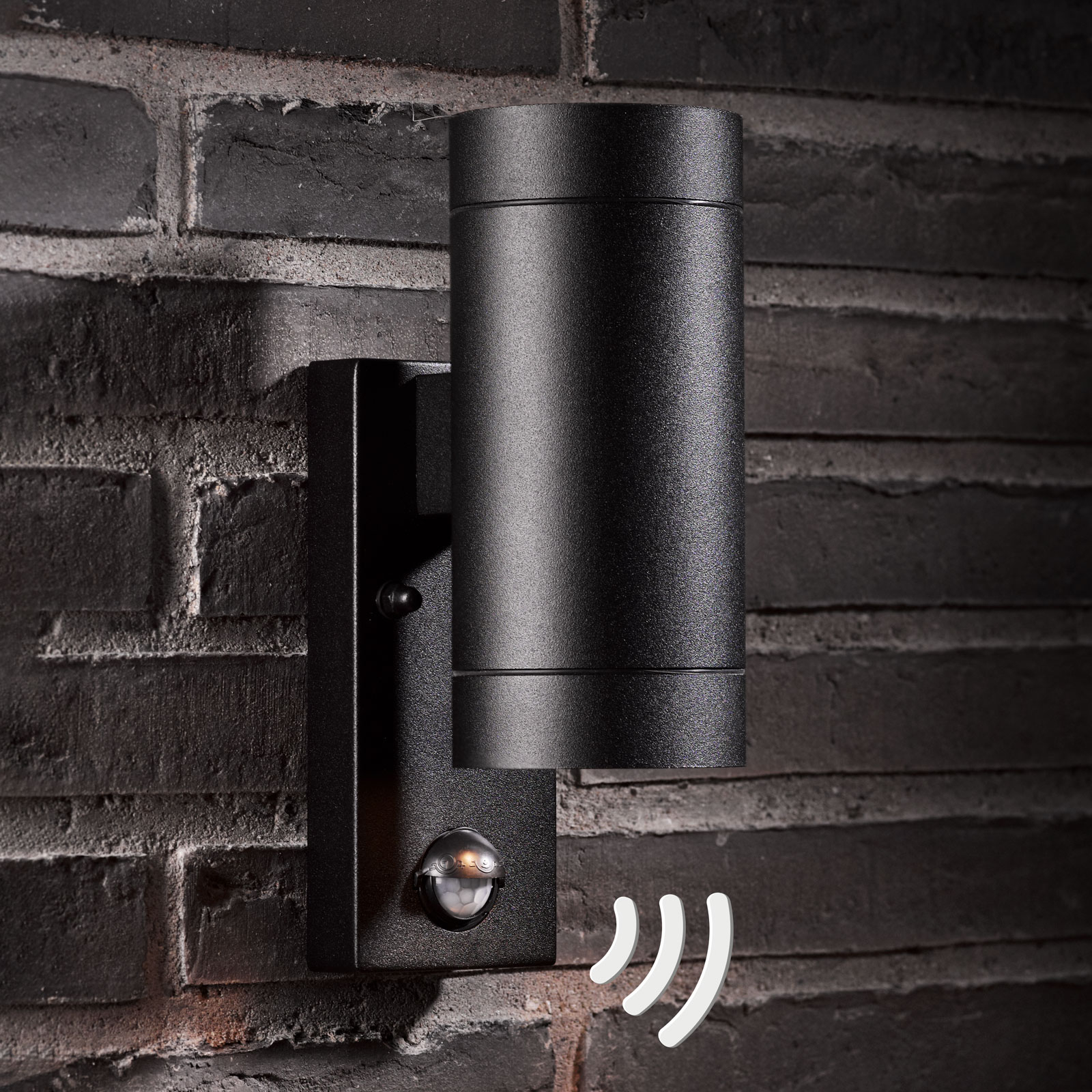 Tin Maxi Double Sensor outdoor wall lamp, black