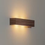 Wandlamp Platani, walnoothout, breedte 42 cm, omhoog/omlaag