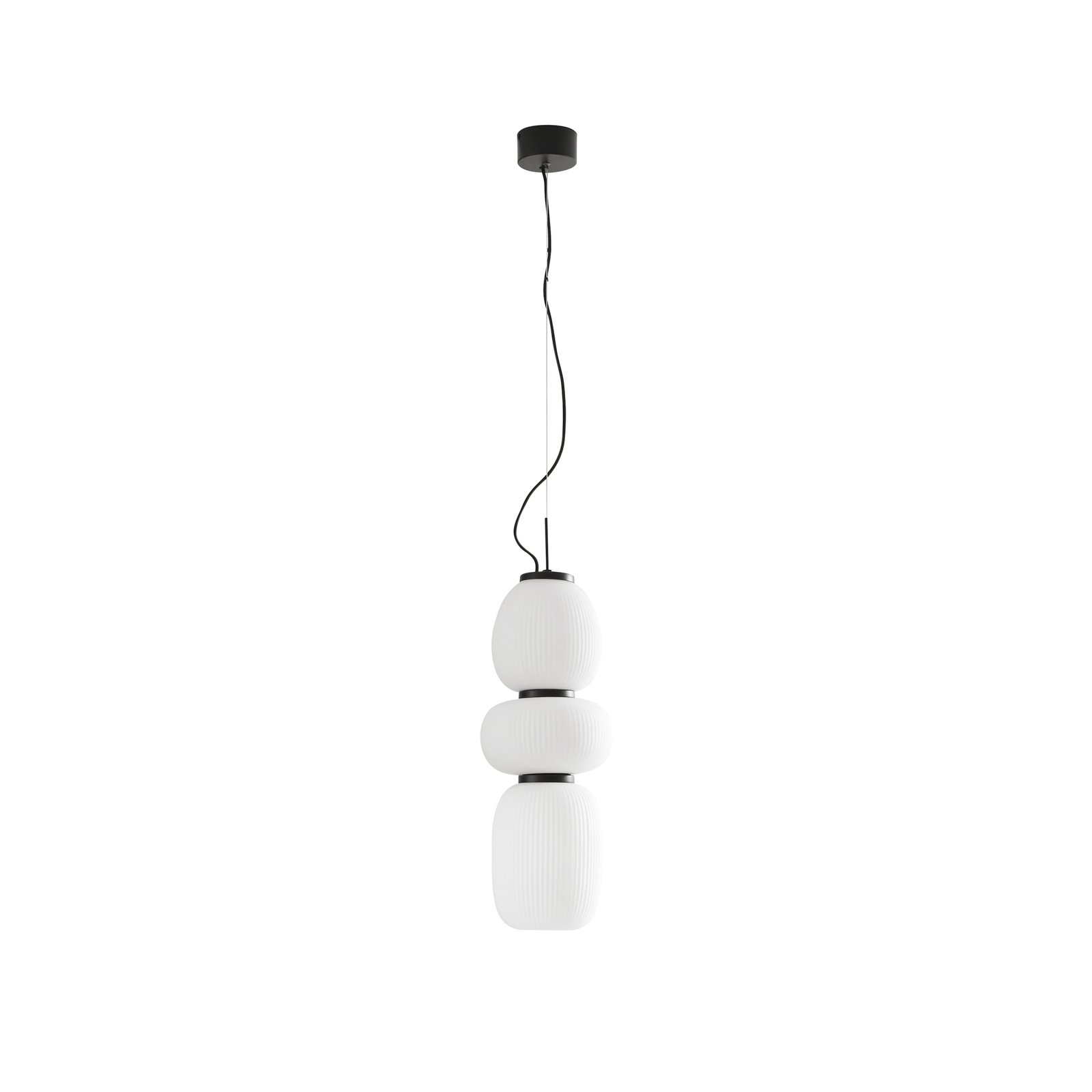 Lucande Suspension LED Lucya, à 3 lampes, verre, blanc, 64,5 cm