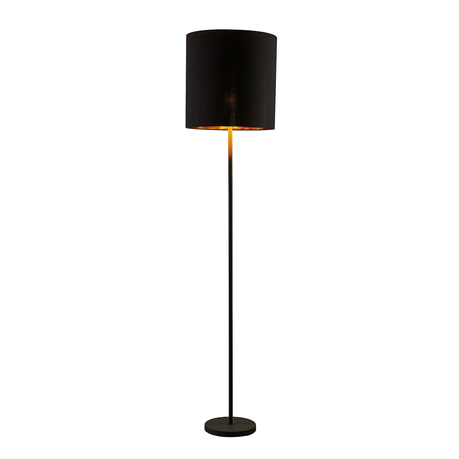 Lindby Nymar lampă picior, textil, auriu negru