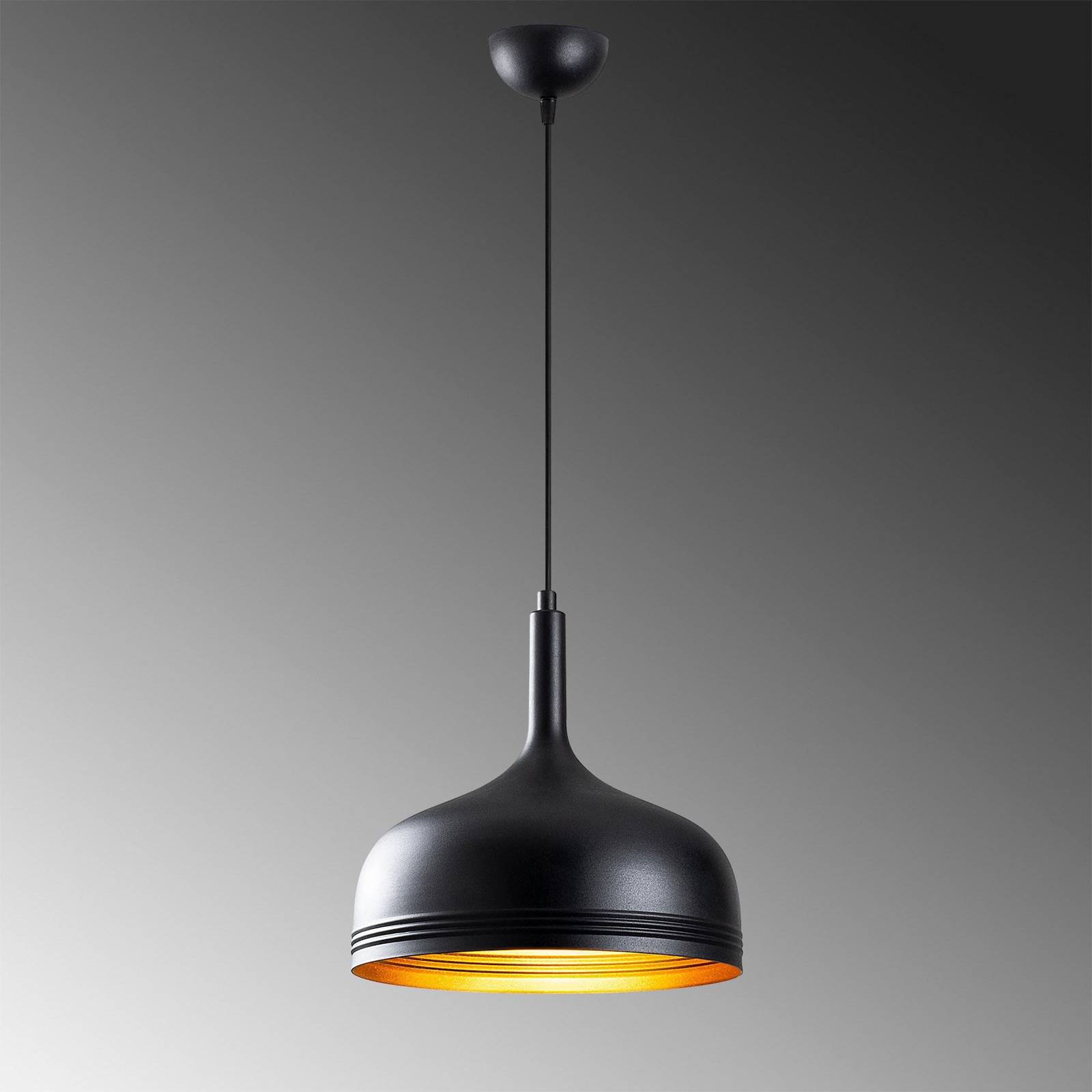 Lampa wisząca Berceste 187BLACK-S, czarna, metal, Ø 30 cm