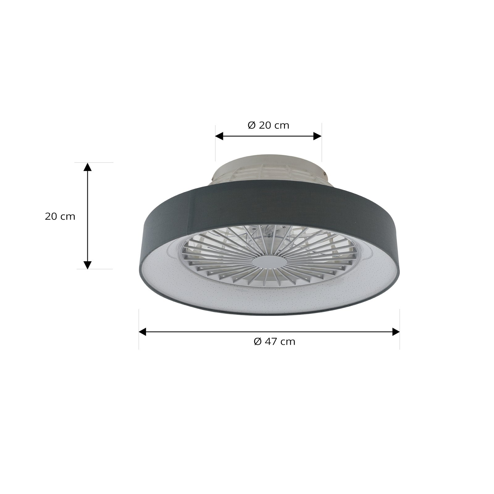 Lindby LED stropni ventilator Mace, sivi, tihi, CCT