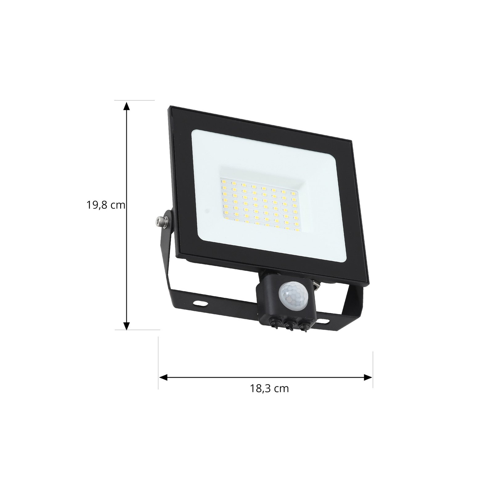 Prios LED outdoor spotlight Maikel, 50W, 4000lm, aluminium, sensor