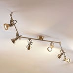 Lindby Perseas ceiling lamp, 180 cm, 6-bulb, antique brass, GU10