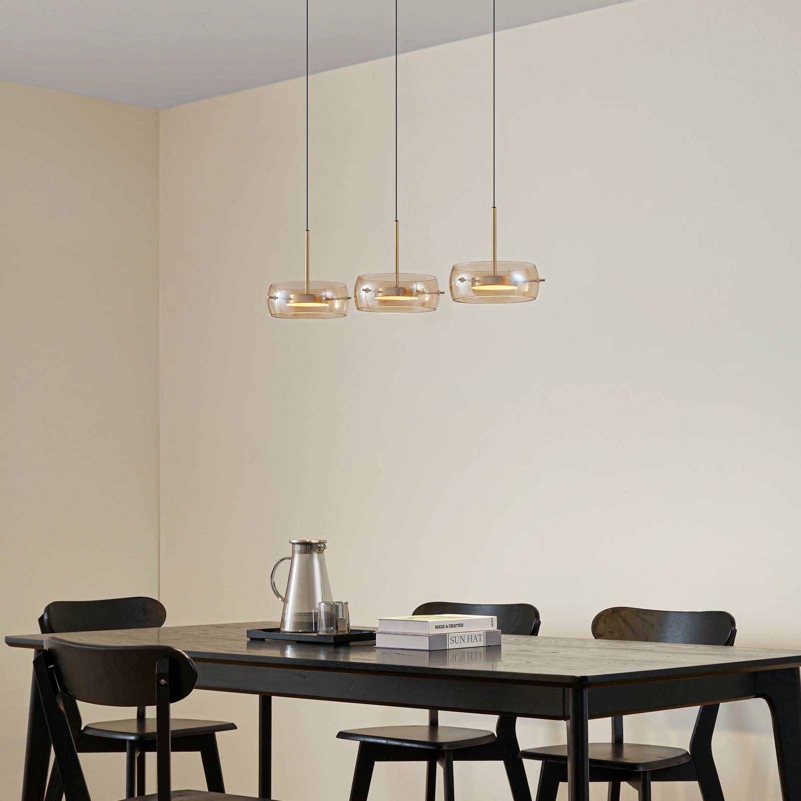 Lucande LED-Hängeleuchte Martis, amber, 3-flg., dimmbar günstig online kaufen