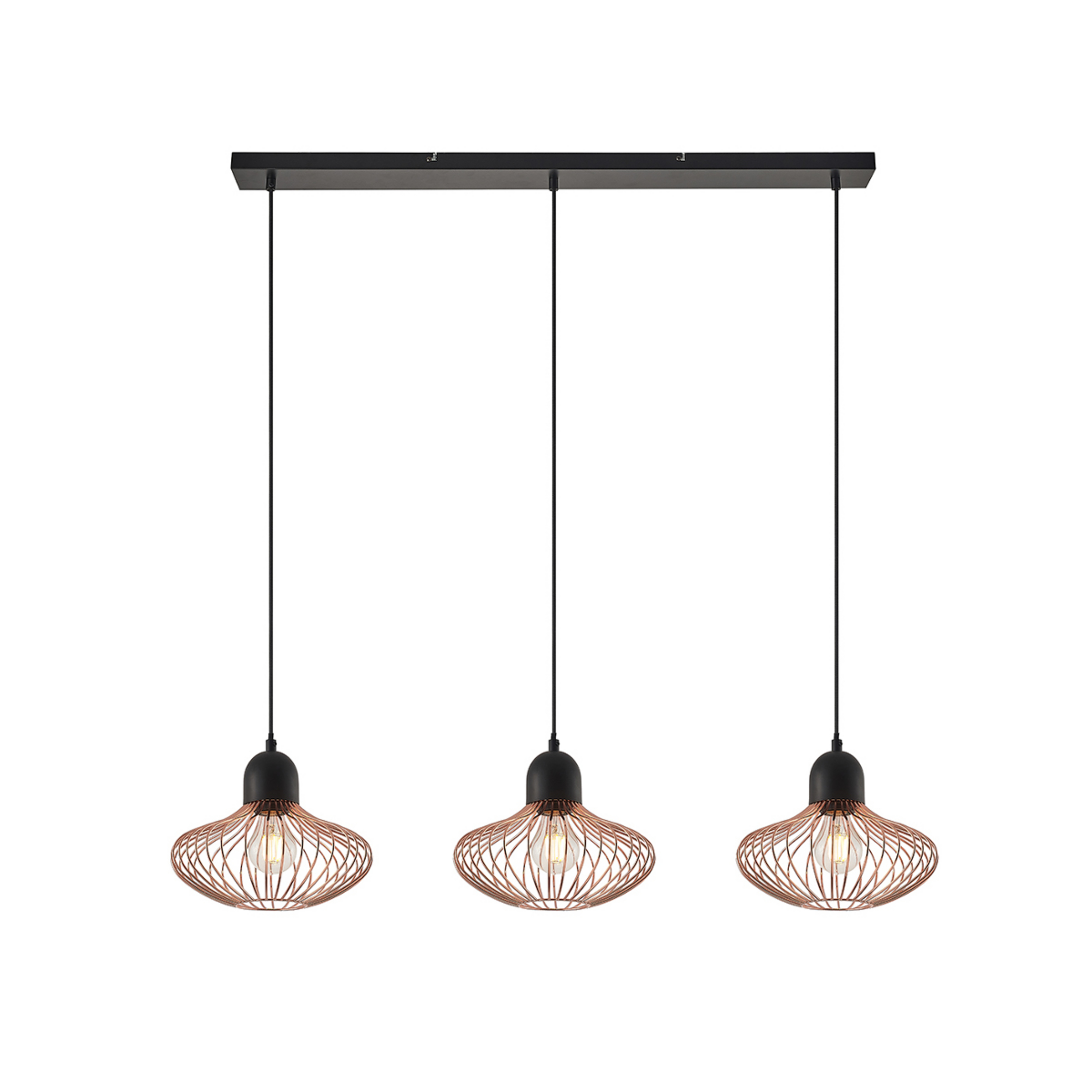 Justinos 3 Pendelleuchte Black/Copper - Lindby