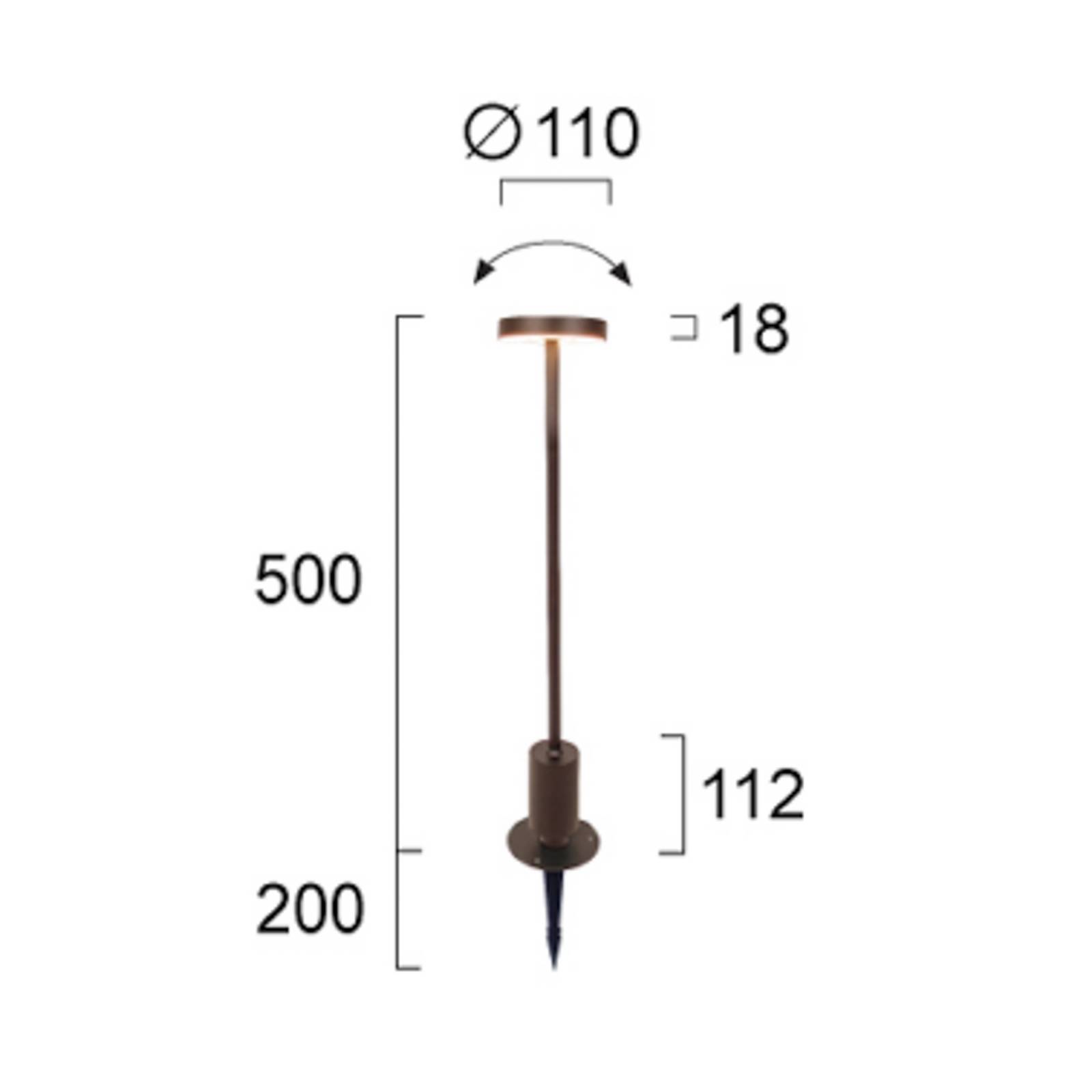Viokef LED sokkellamp Tango roestbruin, hoogte 50 cm metaal, grondpen