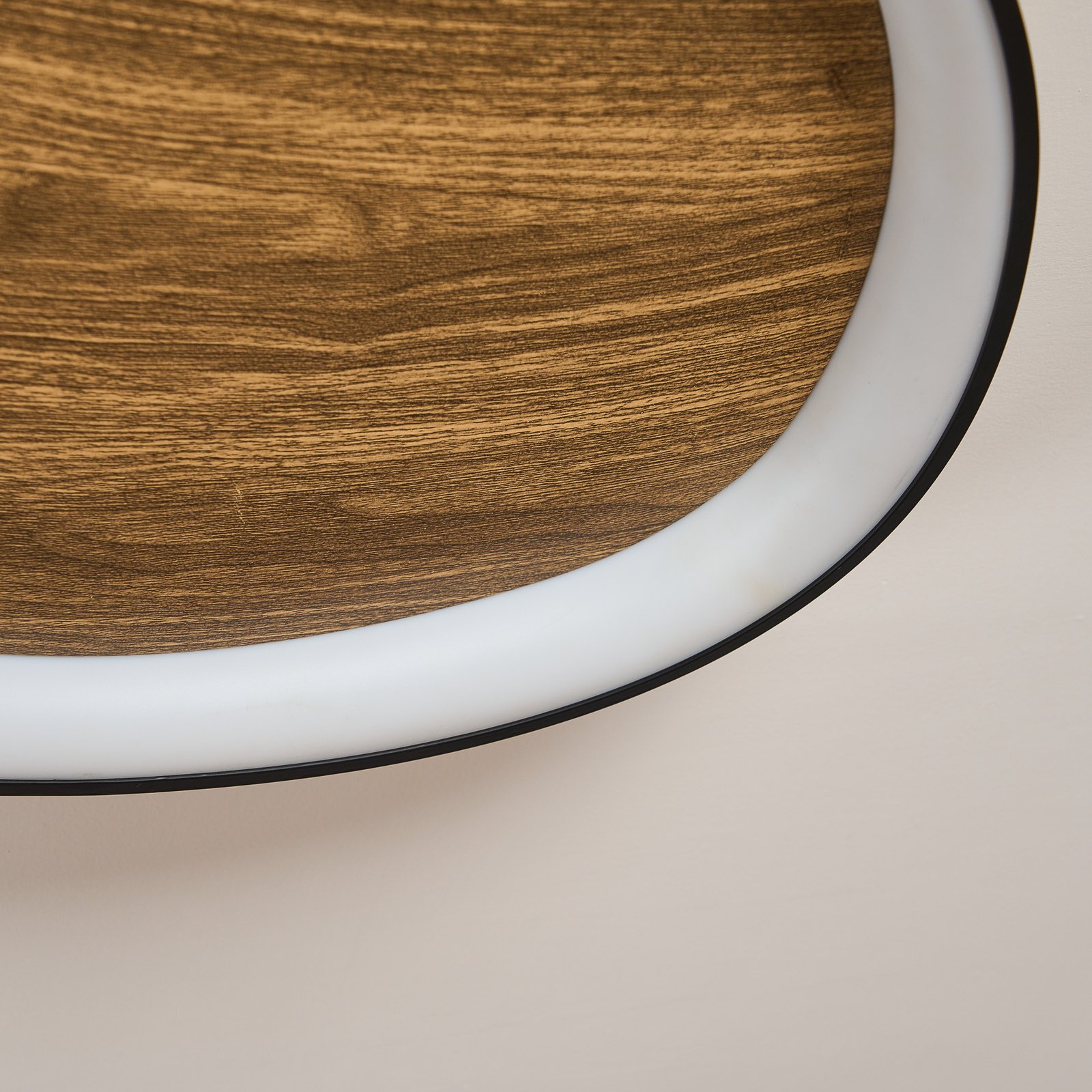Nástenné svietidlo Bezi LED, svetlé drevo, Ø 45 cm, drevo, CCT