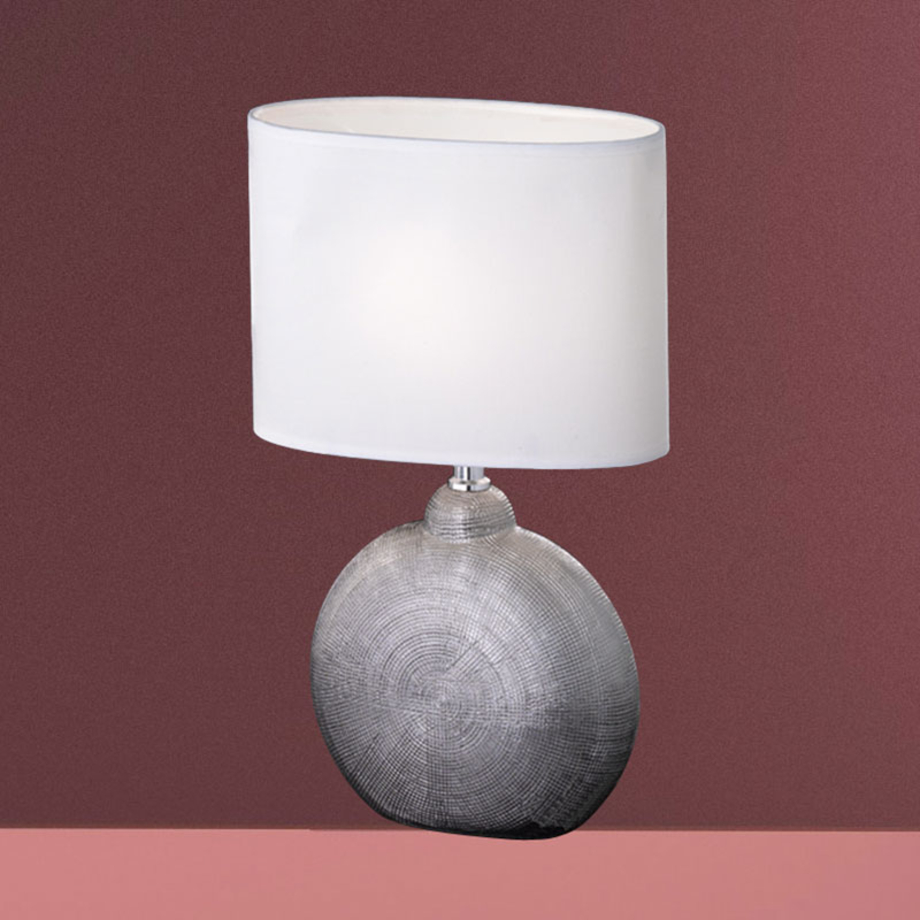 Fischer & Honsel Foro table lamp in silver/white, 36 cm high, for Living / Dining Room, ceramics, fabric, E14, 40 W, energy efficiency: A++, W: 23 cm, H: 36 cm
