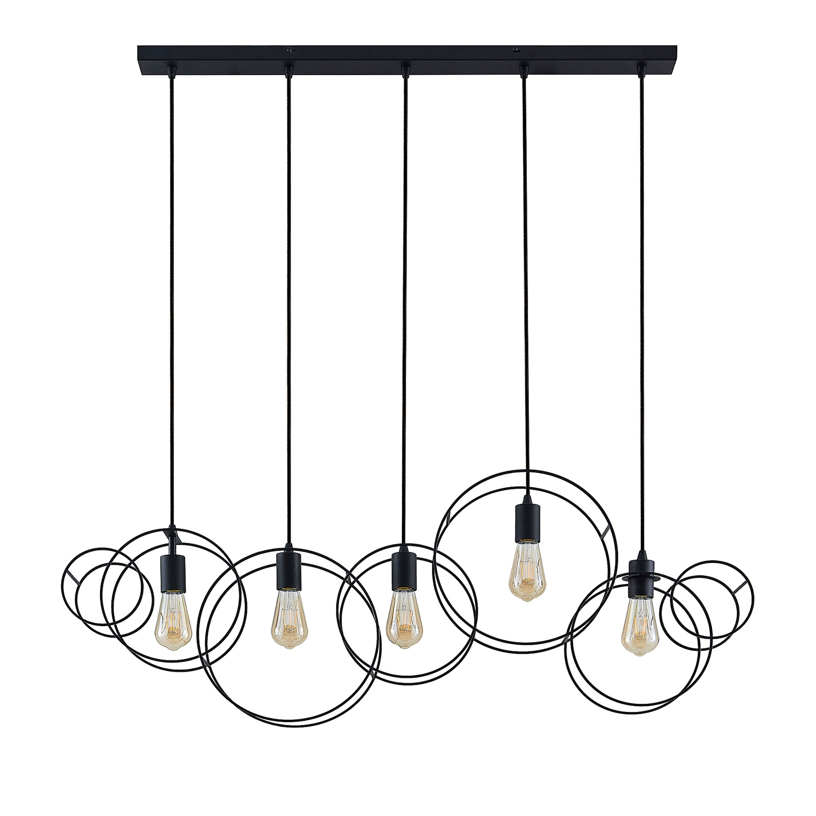 Lucande Andrik hanglamp, 5-lamps, cirkels