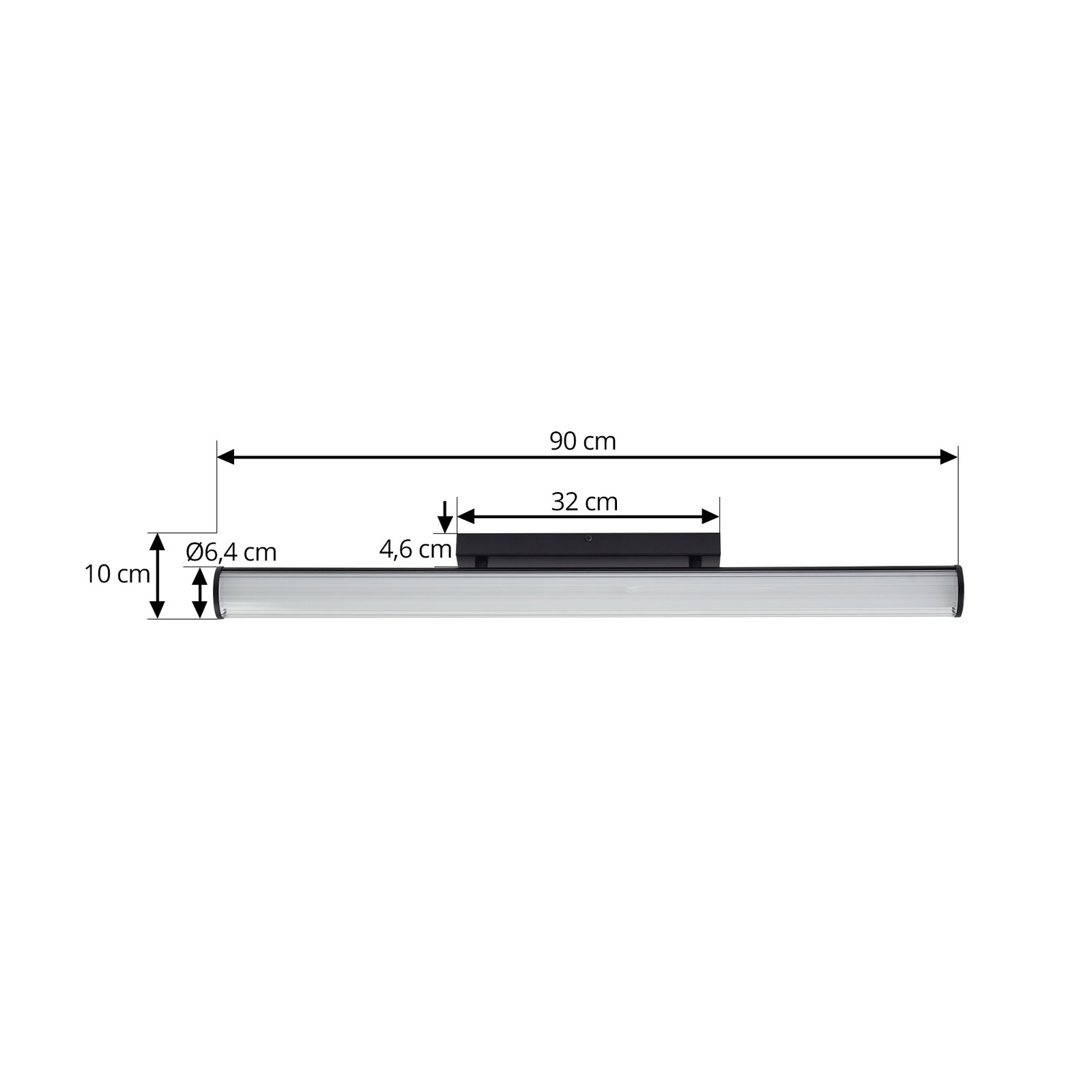 Lindby LED wandlamp Kirka, zwart, metaal, IP44, 90cm, CCT