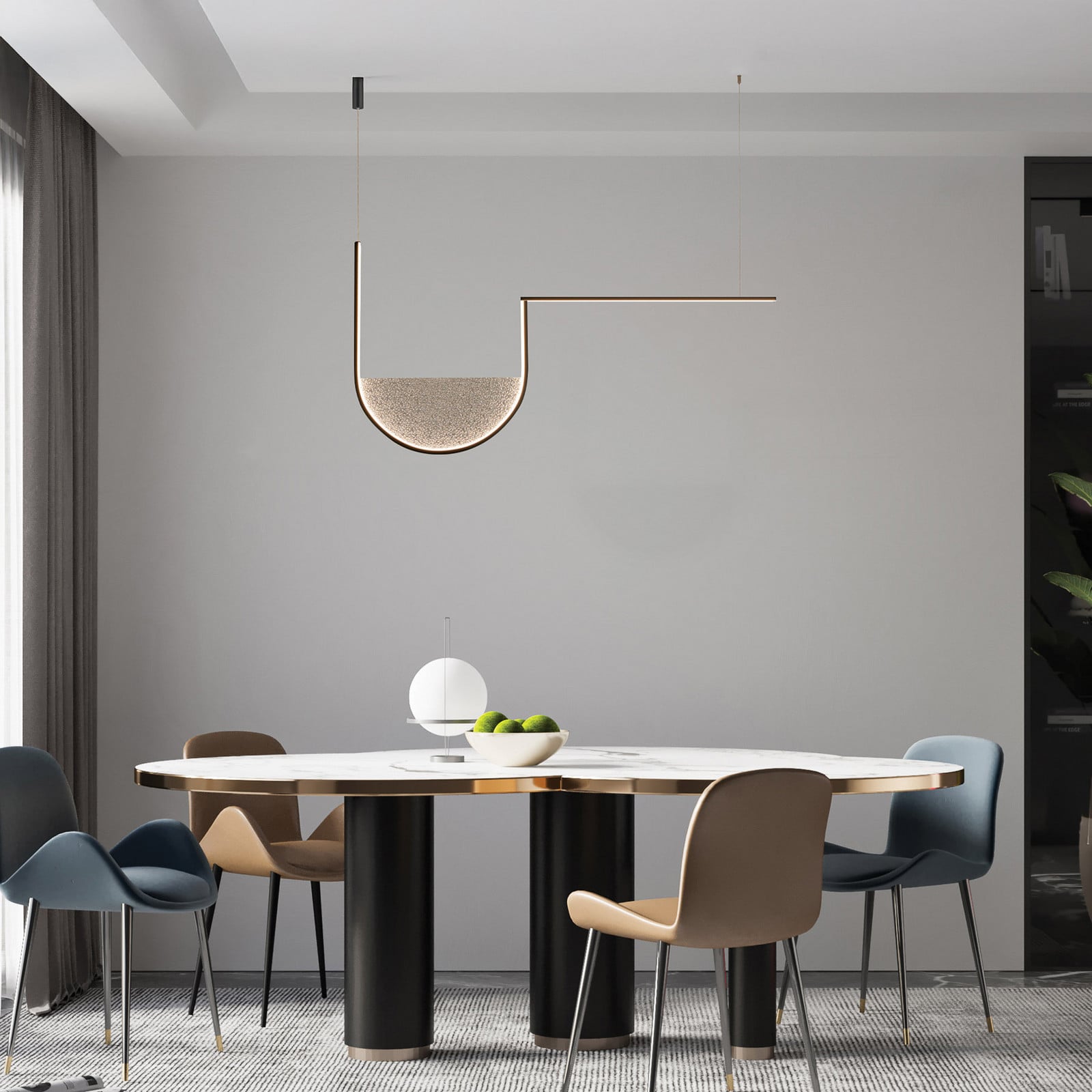 Zambelis Lampă suspendată LED 23170 gri/negru 101 cm sticlă/metal CCT - Camera de zi / sufragerie - Modern - negru mat gri - Aluminiu