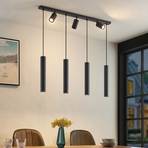 Lindby Sanad függő lámpa fekete 7 izzós hosszúkás