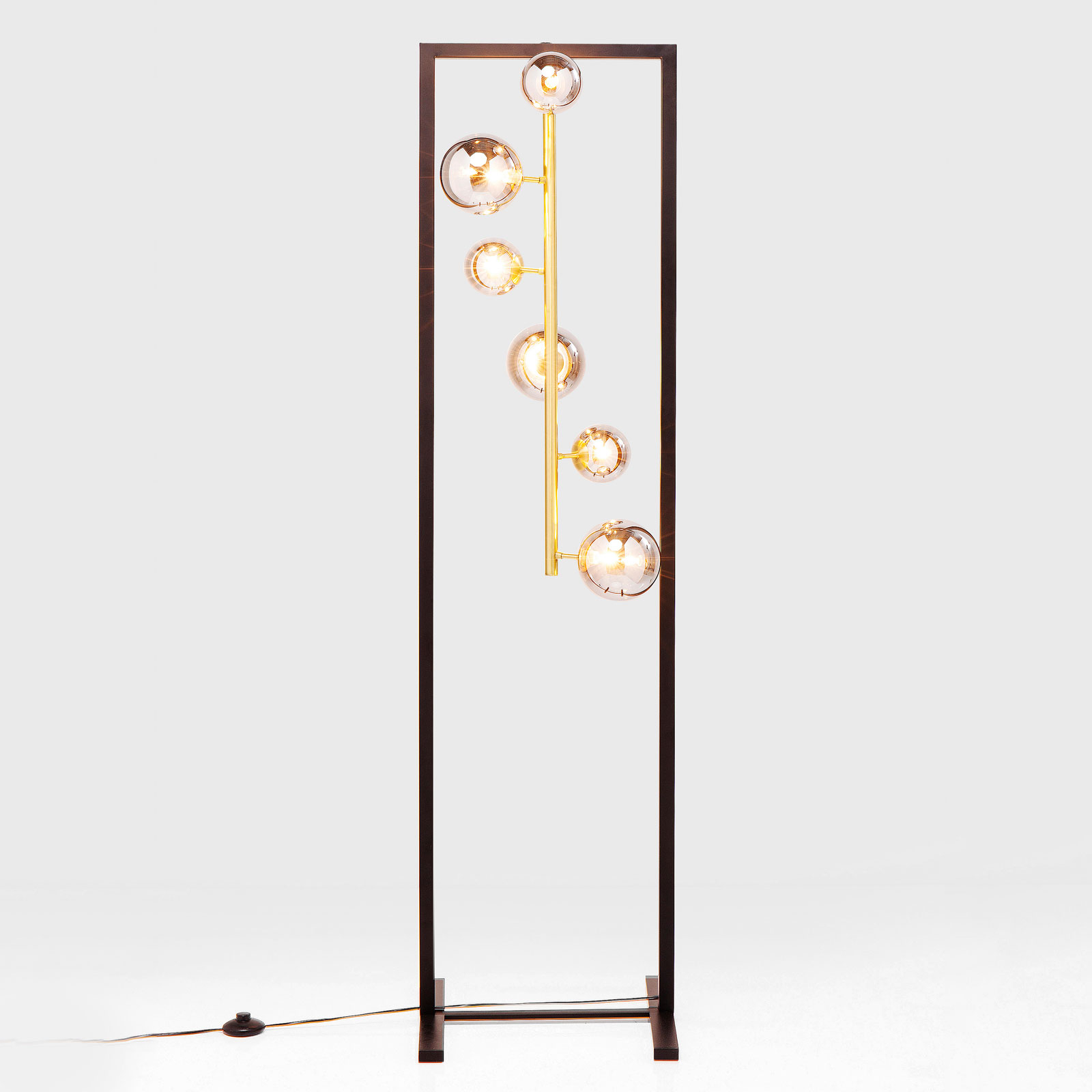 Kare KARE Balloon Cube floor lamp, for Living / Dining Room, steel, glass, G9, 3 W, energy efficiency: A++, W: 42 cm, H: 160 cm