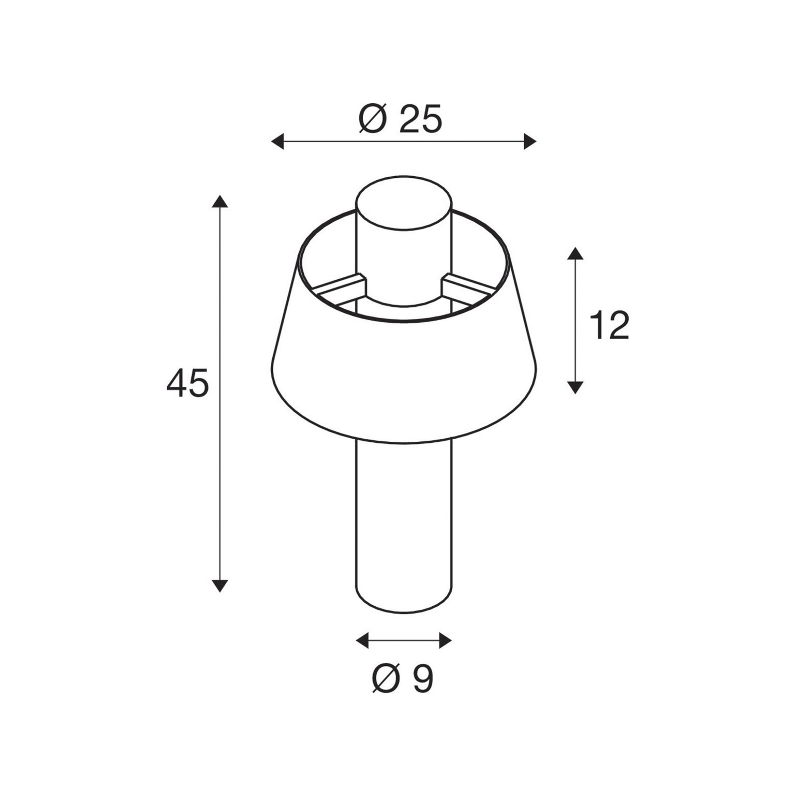 SLV Lampe pour socle Photoni 45, noir, aluminium, hauteur 45 cm