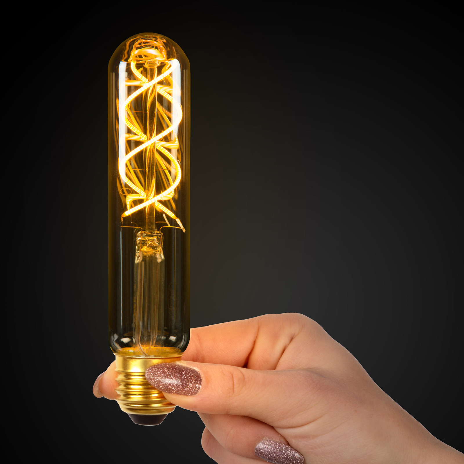 Ampoule LED E27 tube T30 4 W 2 200 K ambre capteur Luminaire.fr