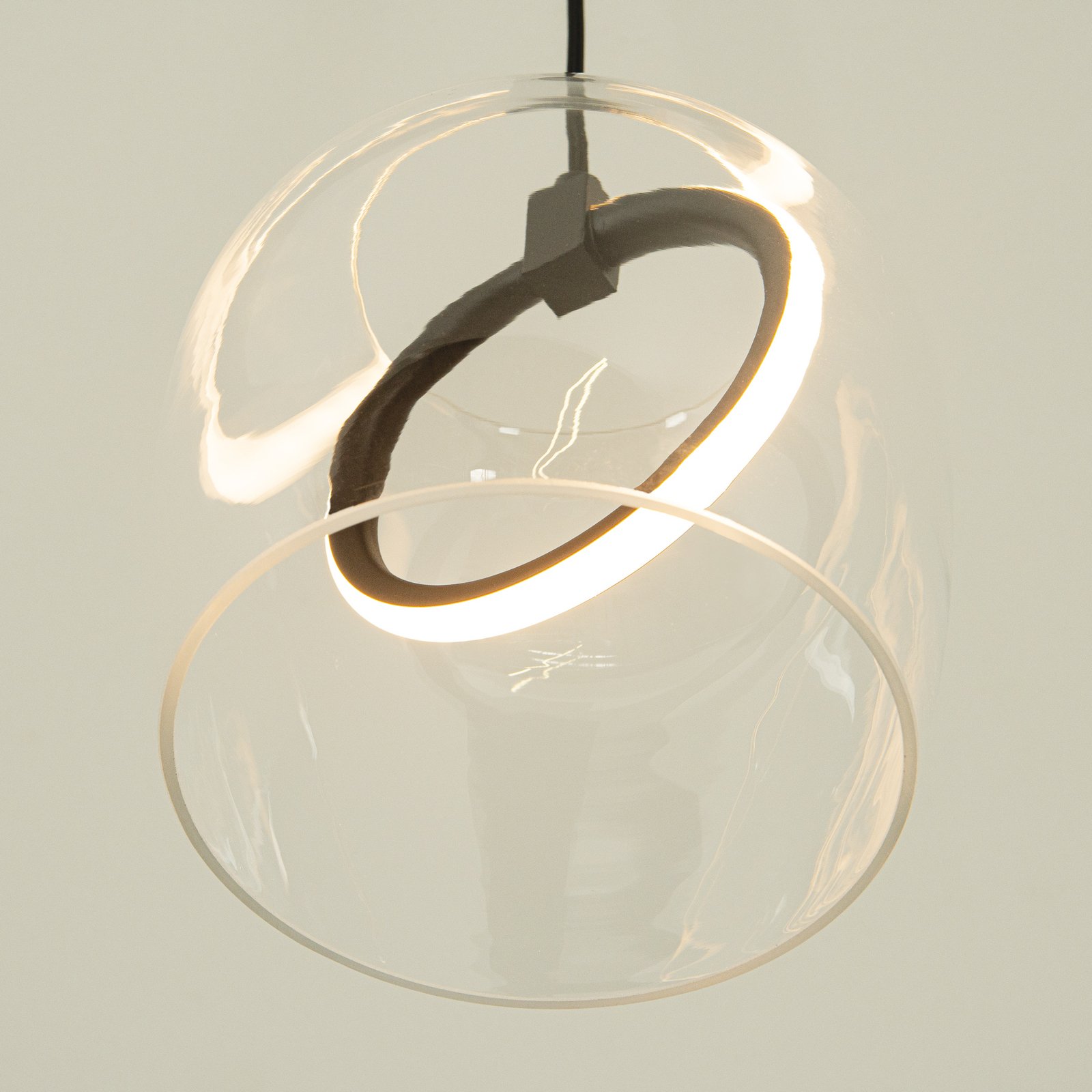 Suspension LED 23080, claire, à 1 lampe, verre, Ø 20 cm