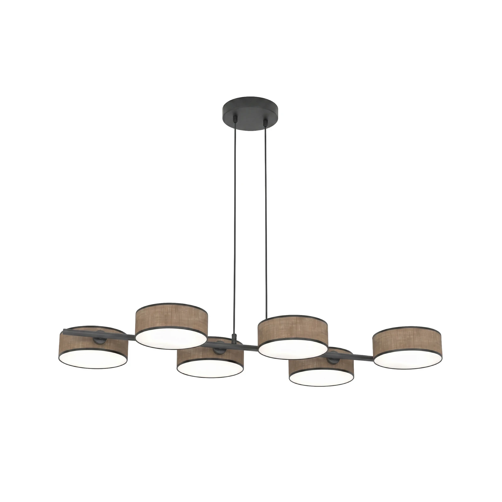 Piekaramā lampa DRUMZ, brūna, garums 100 cm, 6 spuldzes, audums, E14