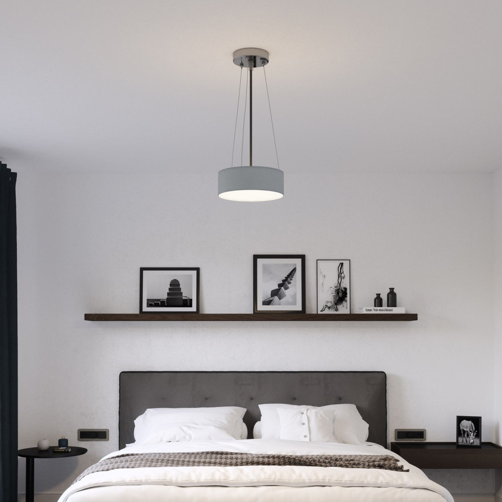 Loftslampe Ceiling Dream, Ø 30 cm, tekstil, grå