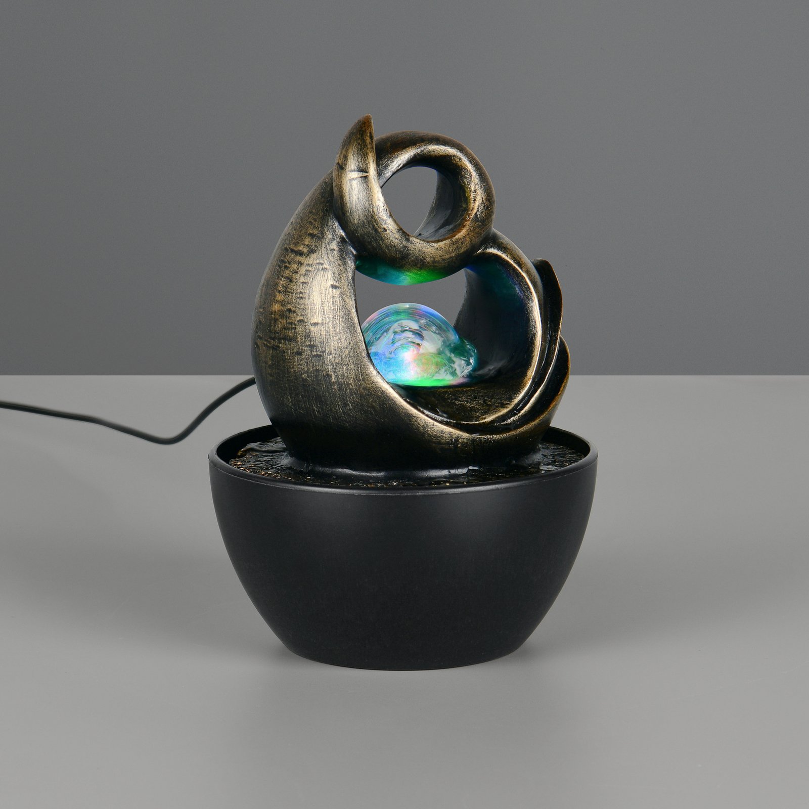 LED-bordslampa Luma, brun, höjd 19 cm, konstharts, RGB USB